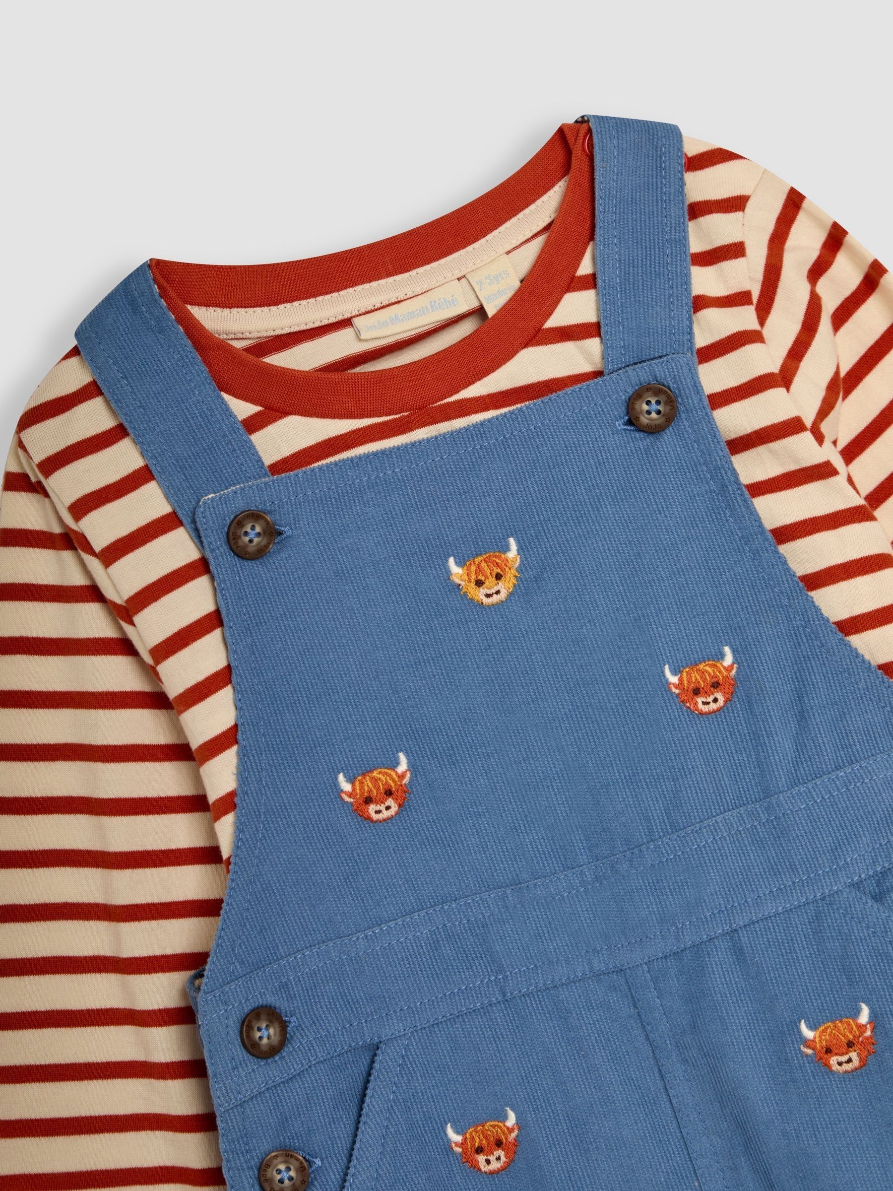Denim Highland Cow Embroidered Dungarees And Top Set - Image 6 of 6