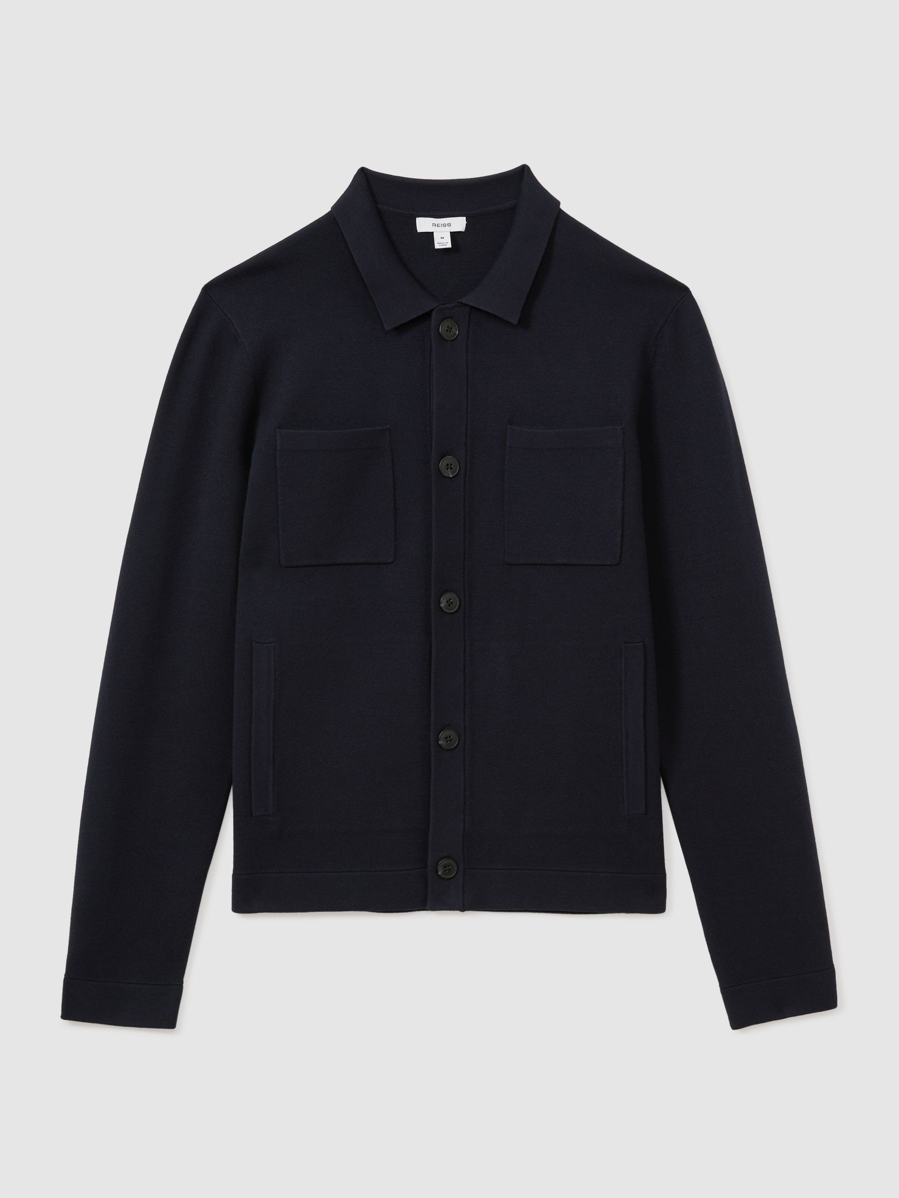 Knitted Button-Through Jacket in Navy - Image 2 of 5