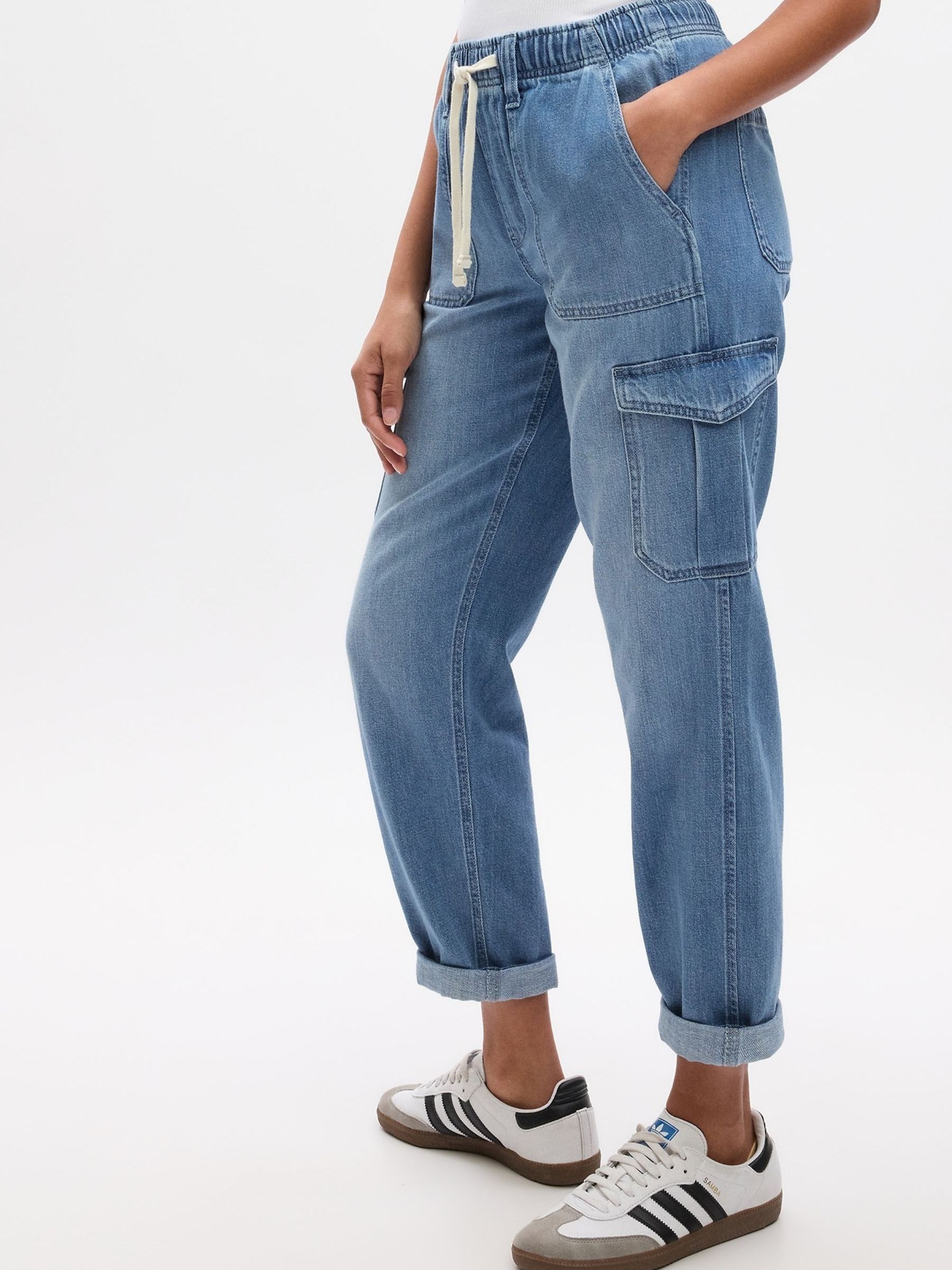 Blue Mid Rise Pull On Easy Jeans - Image 3 of 6
