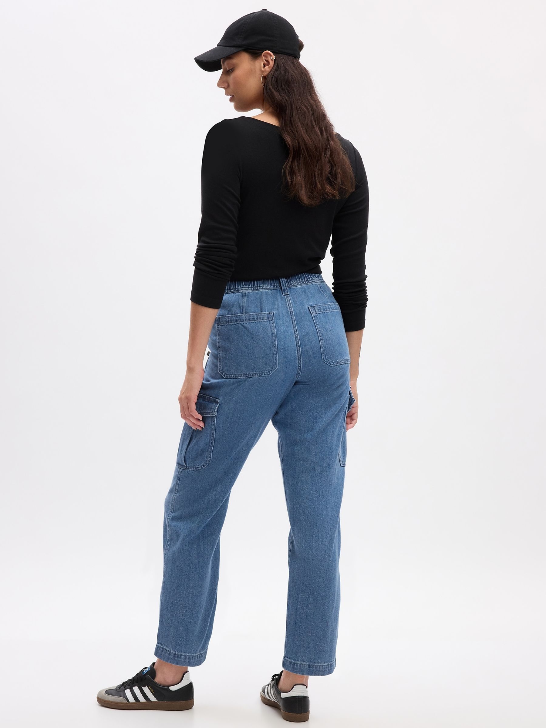 Blue Mid Rise Pull On Easy Jeans - Image 5 of 6
