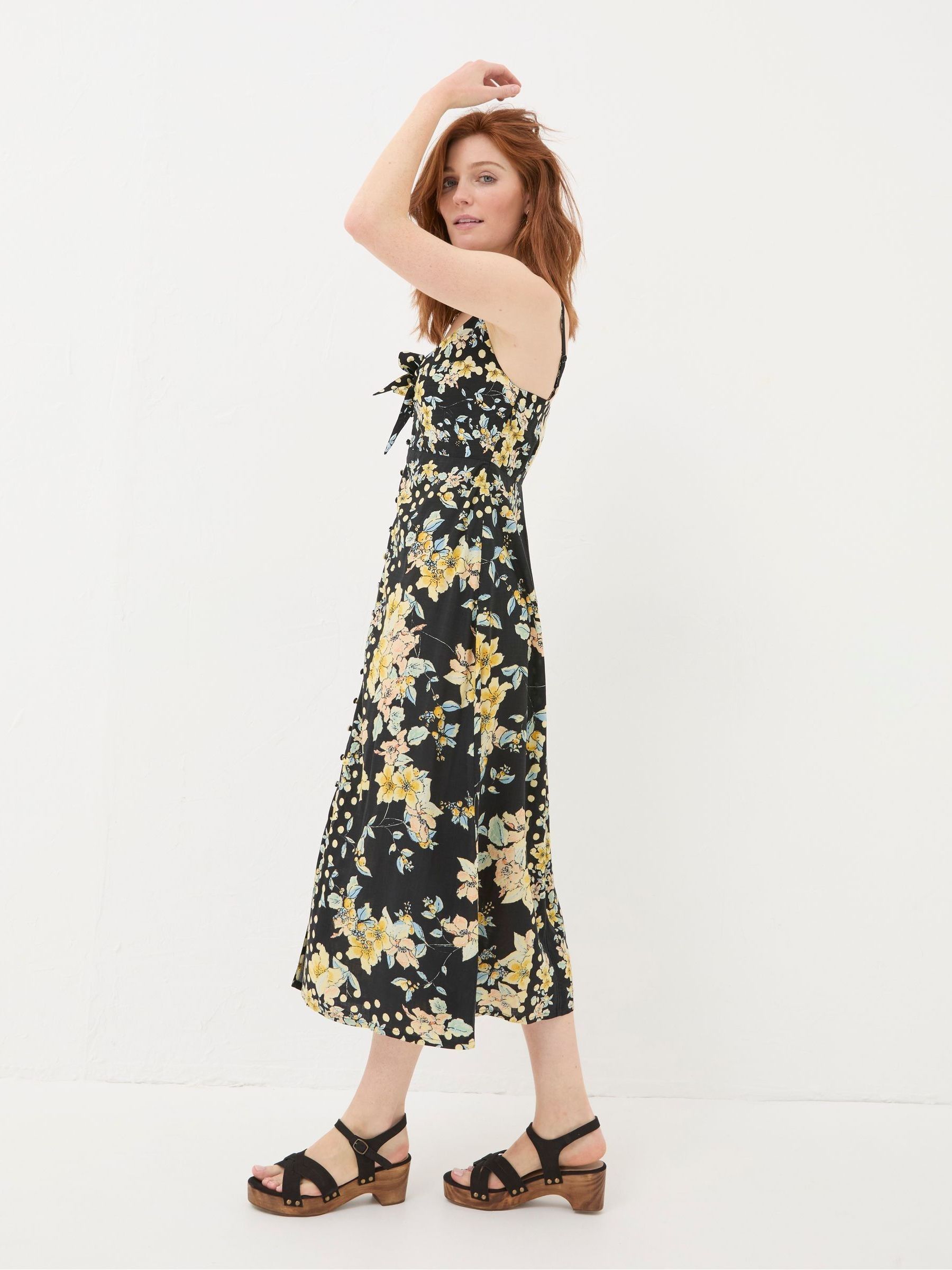 Phoebe Black Citrus Floral Midi Dress - Image 2 of 7