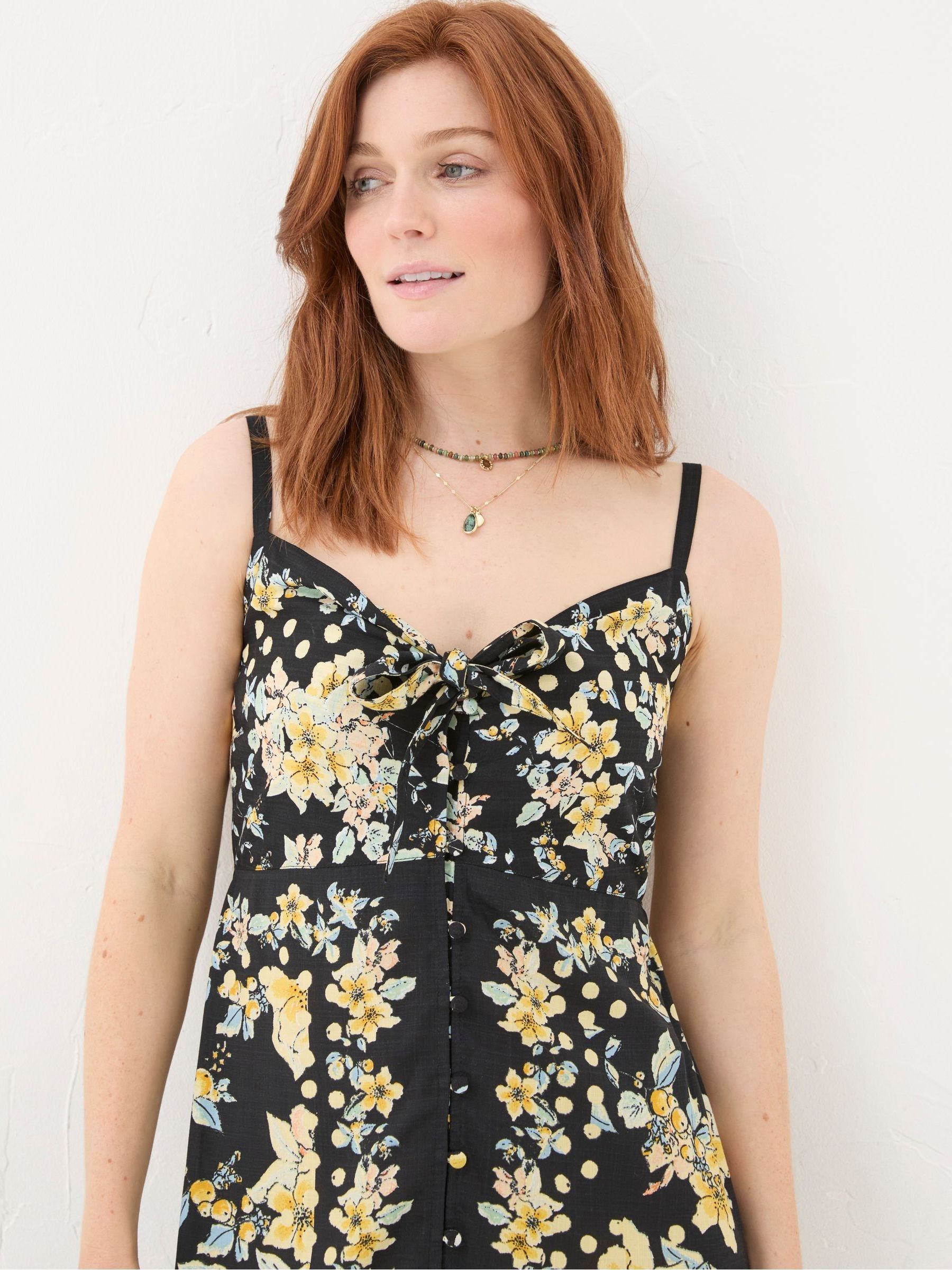 Phoebe Black Citrus Floral Midi Dress - Image 6 of 7
