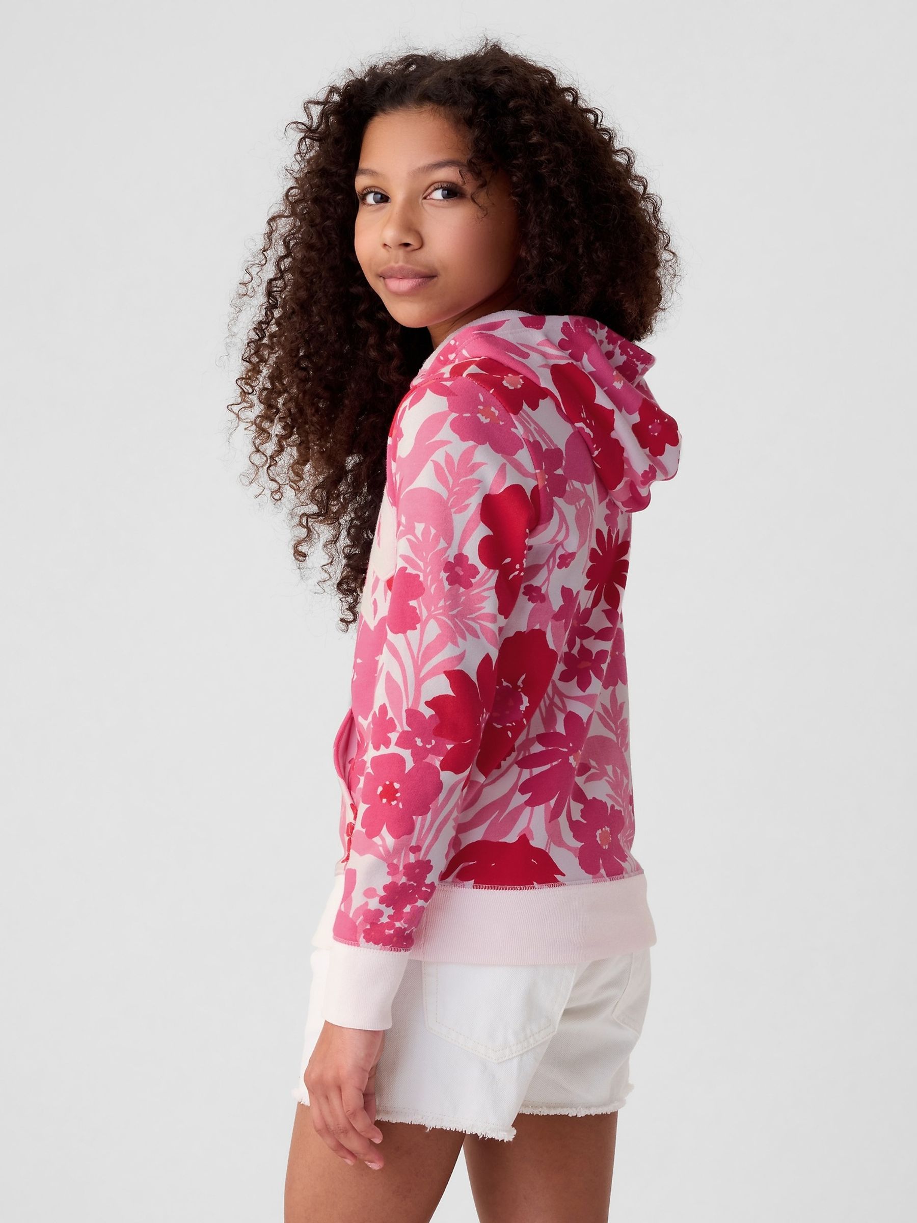 Pink Floral Logo Overhead Hoodie (4-13yrs) - Image 2 of 5