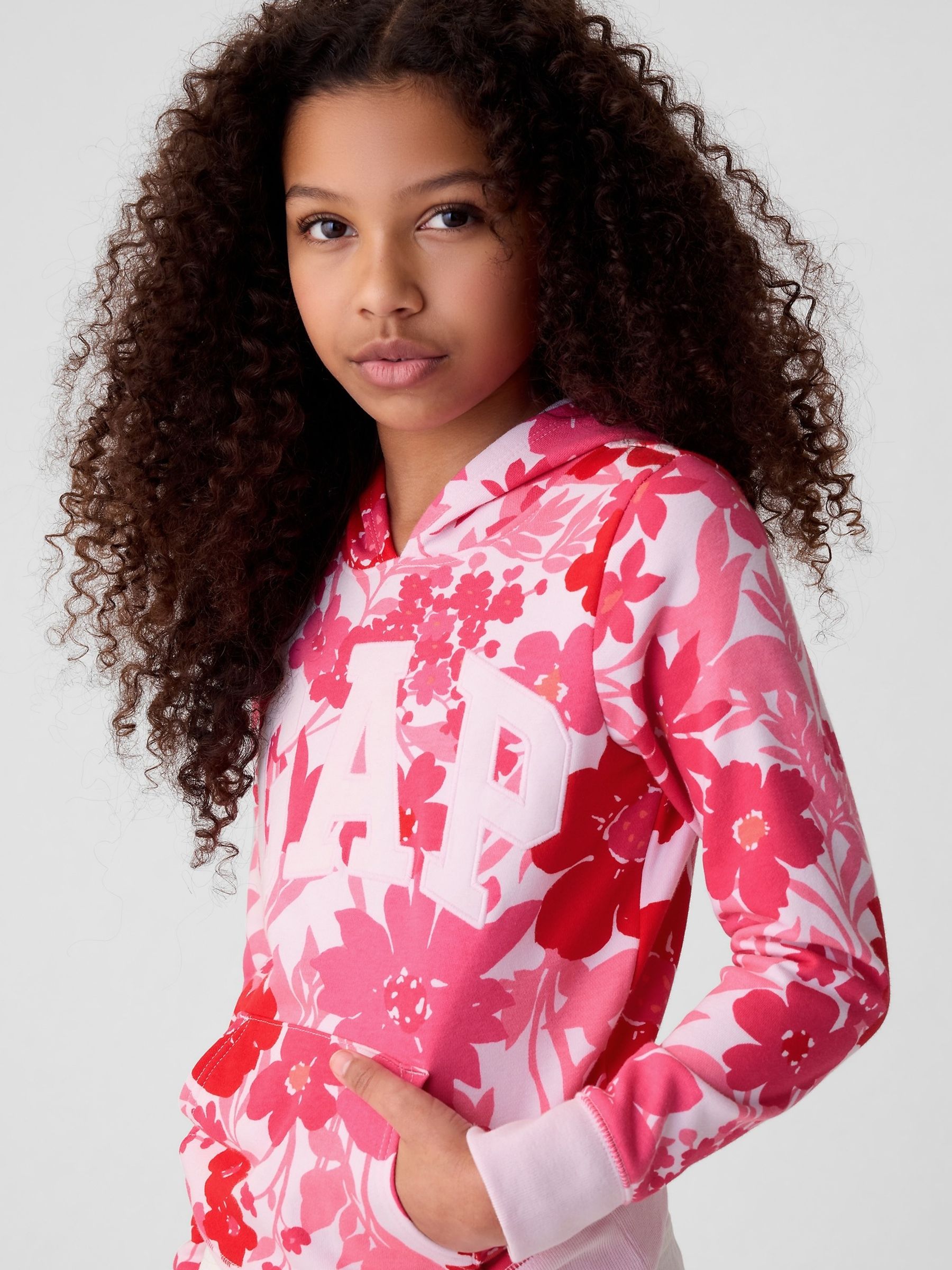 Pink Floral Logo Overhead Hoodie (4-13yrs) - Image 4 of 5