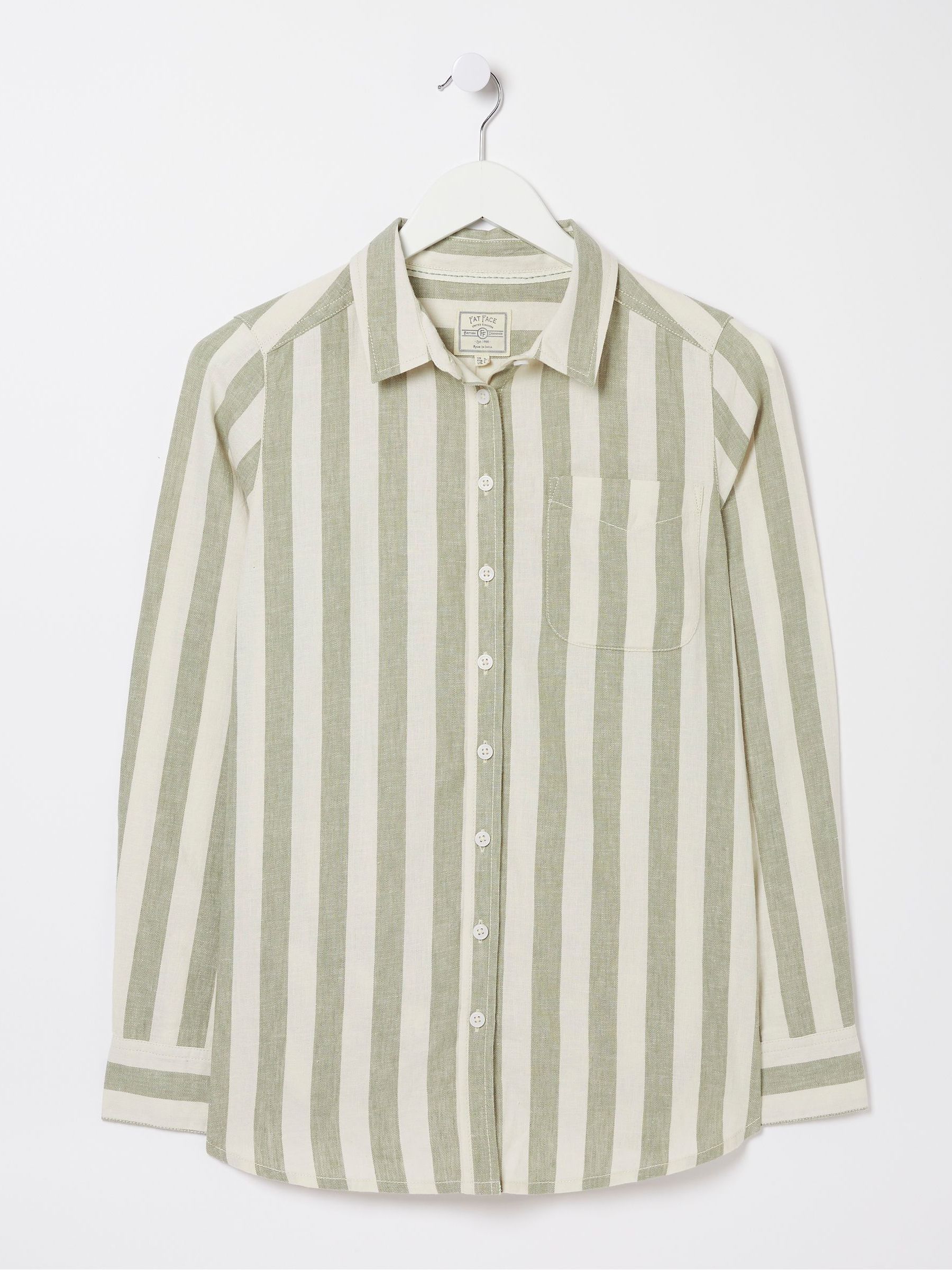 Olivia Green Stripe Linen Blend Shirt - Image 4 of 4
