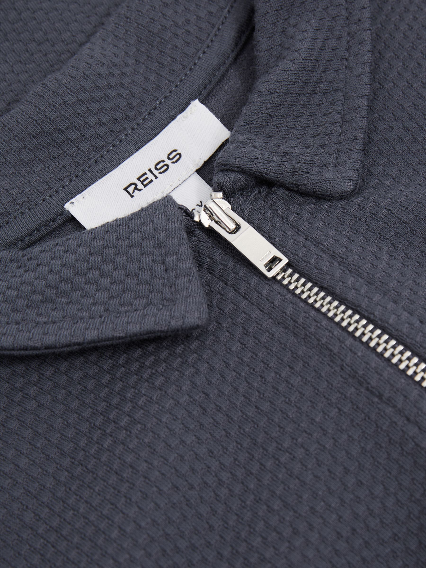 13-14 yrs Textured Half-Zip Polo Shirt in Steel Blue - Image 4 of 4