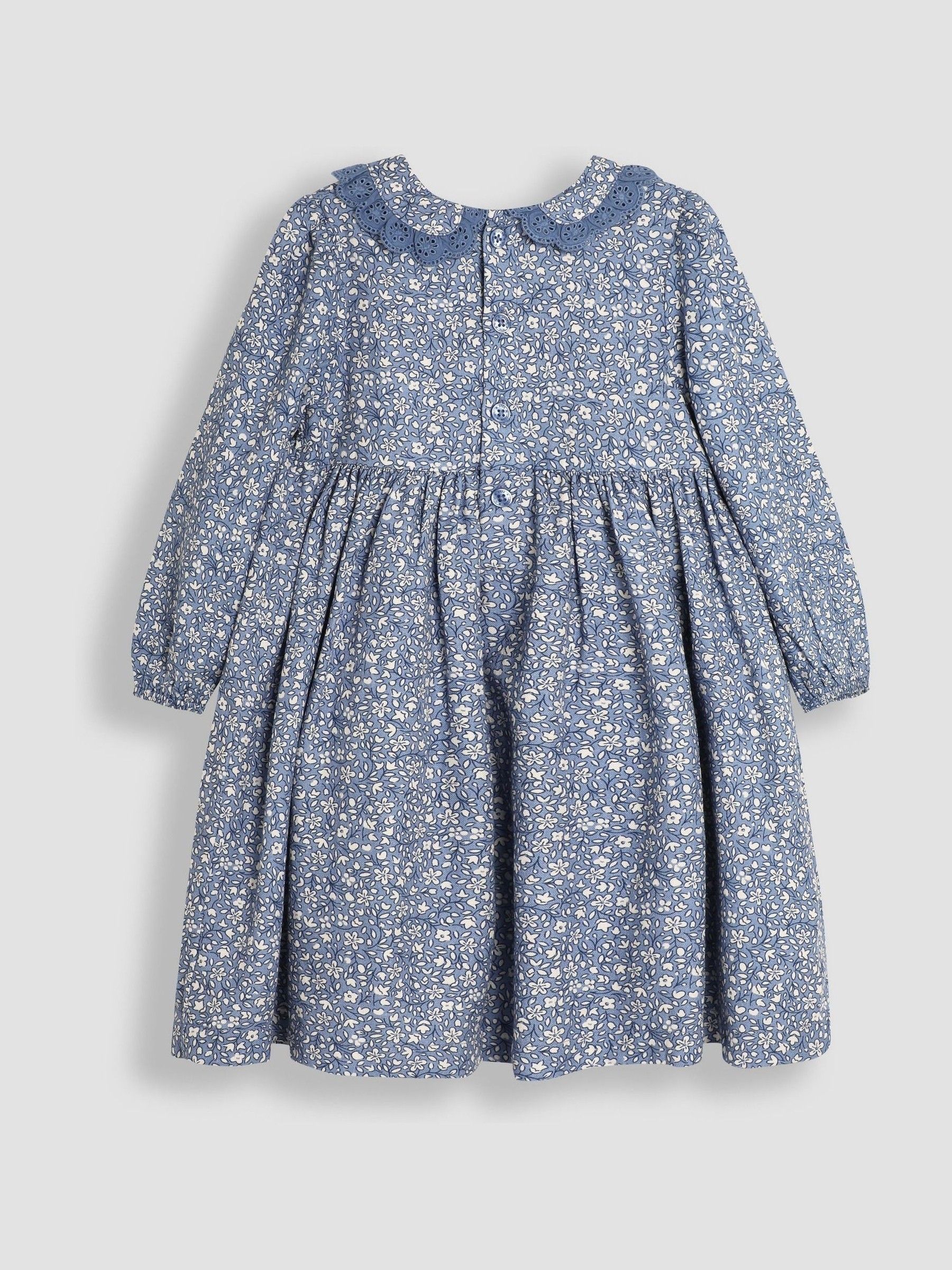 Denim Ditsy Floral Broderie Collar Smocked Dress - Image 2 of 3