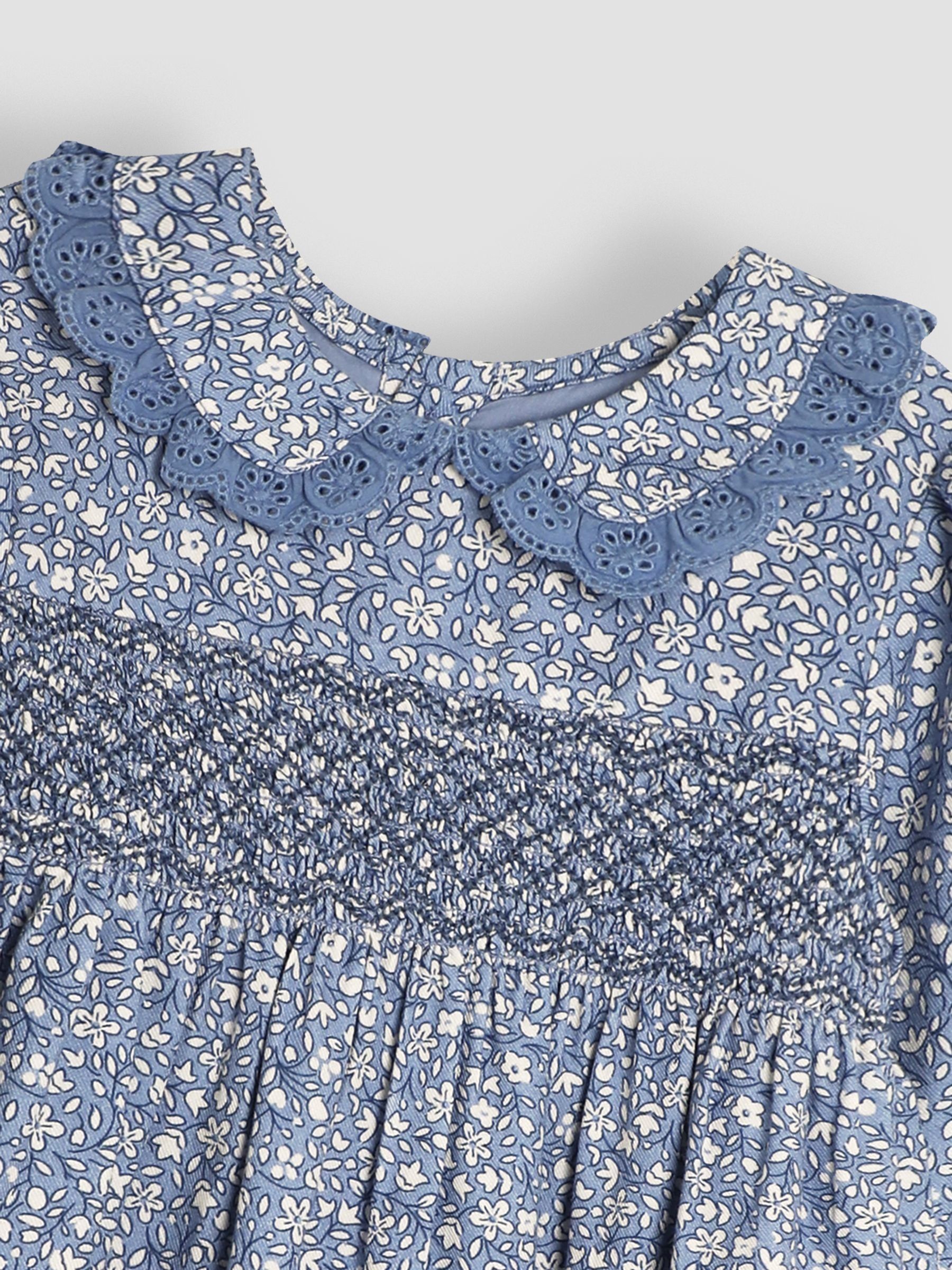 Denim Ditsy Floral Broderie Collar Smocked Dress - Image 3 of 3