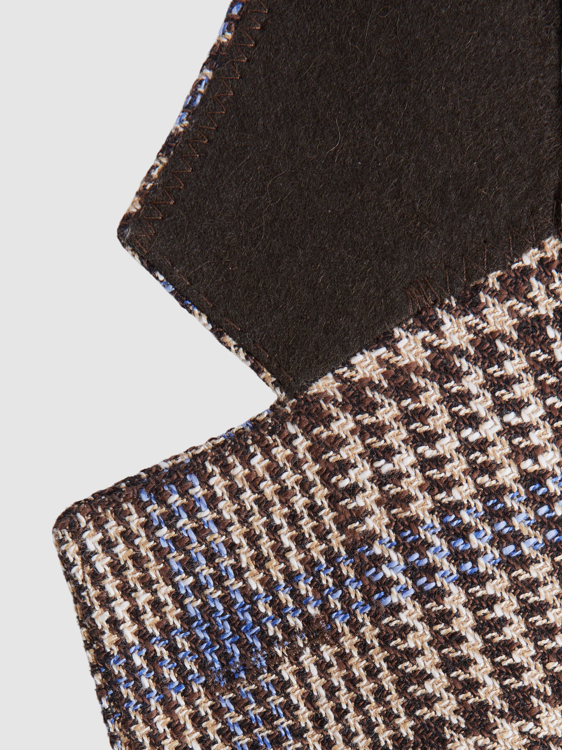 Oscar Jacobson Cotton Linen Single Breasted Check Blazer in Beige - Image 5 of 6