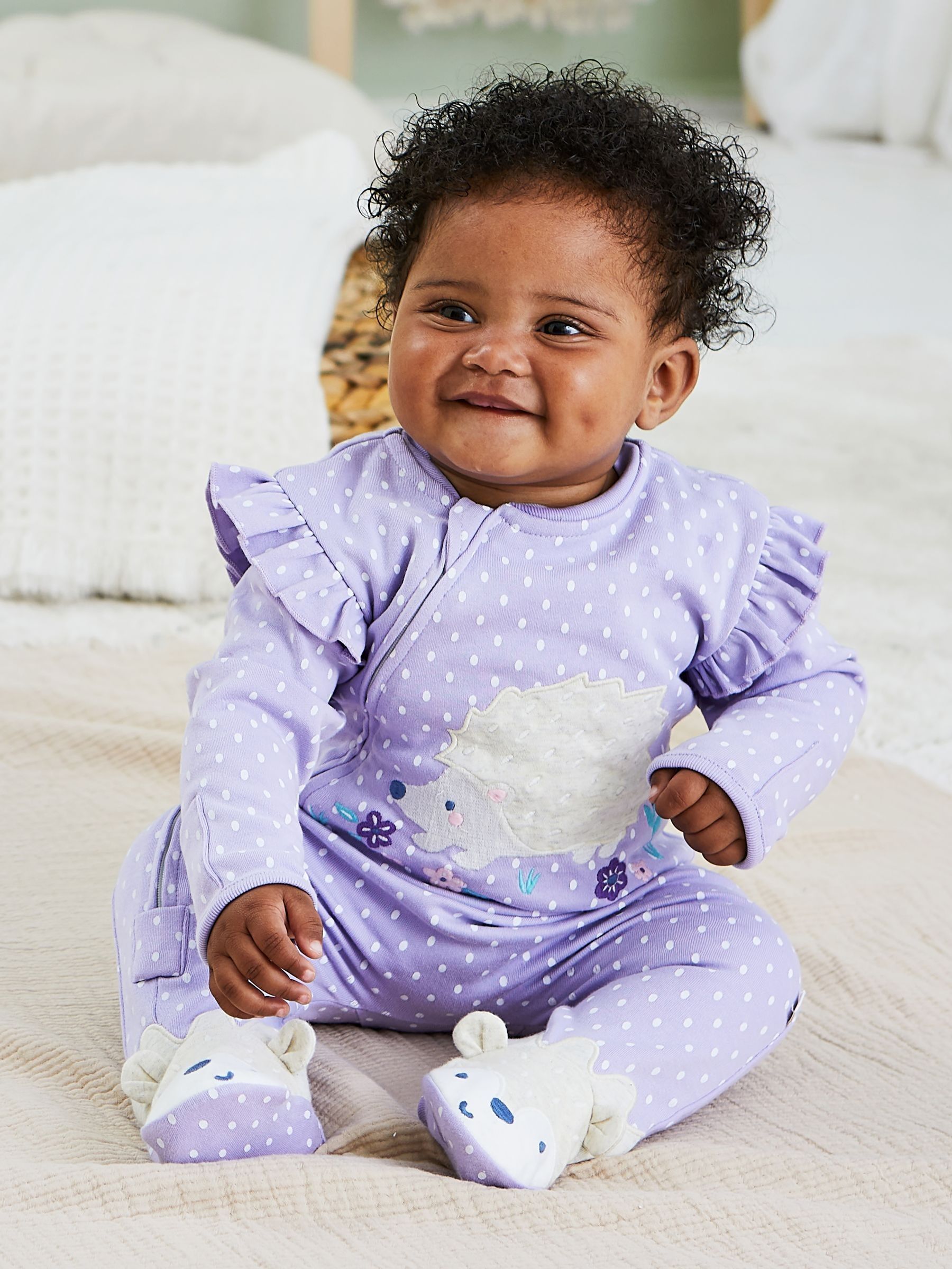 Lilac Hedgehog Applique Zip Sleepsuit - Image 2 of 7