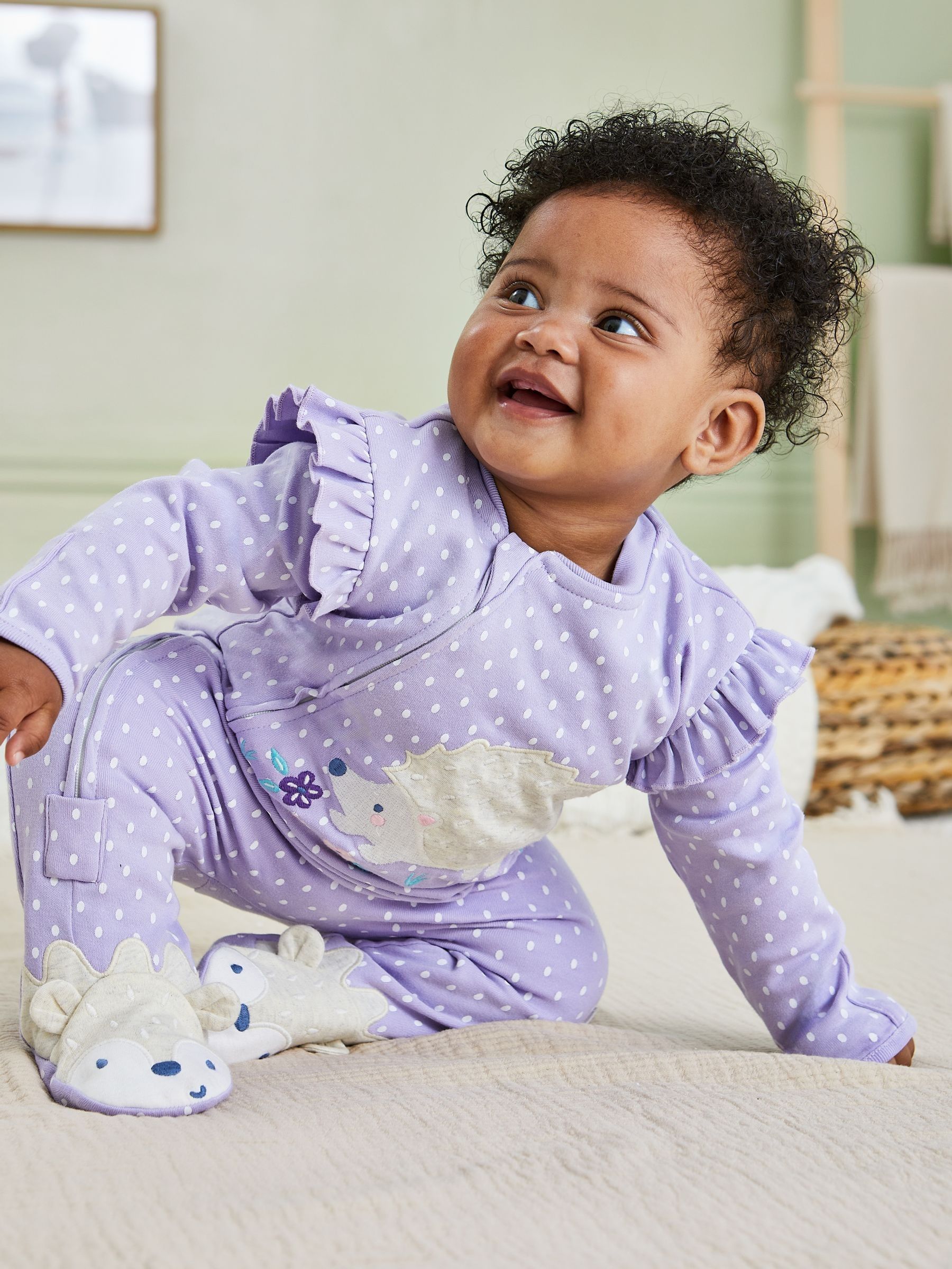Lilac Hedgehog Applique Zip Sleepsuit - Image 3 of 7