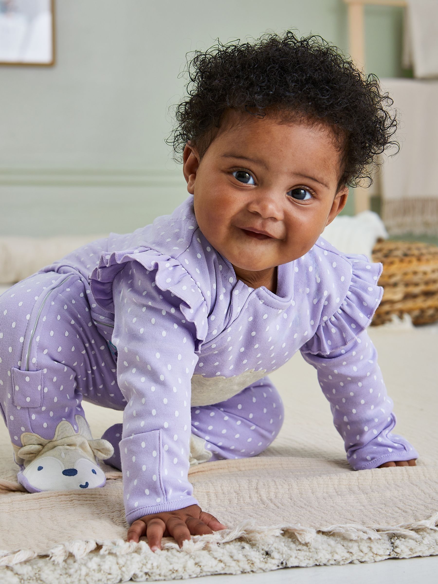 Lilac Hedgehog Applique Zip Sleepsuit - Image 4 of 7