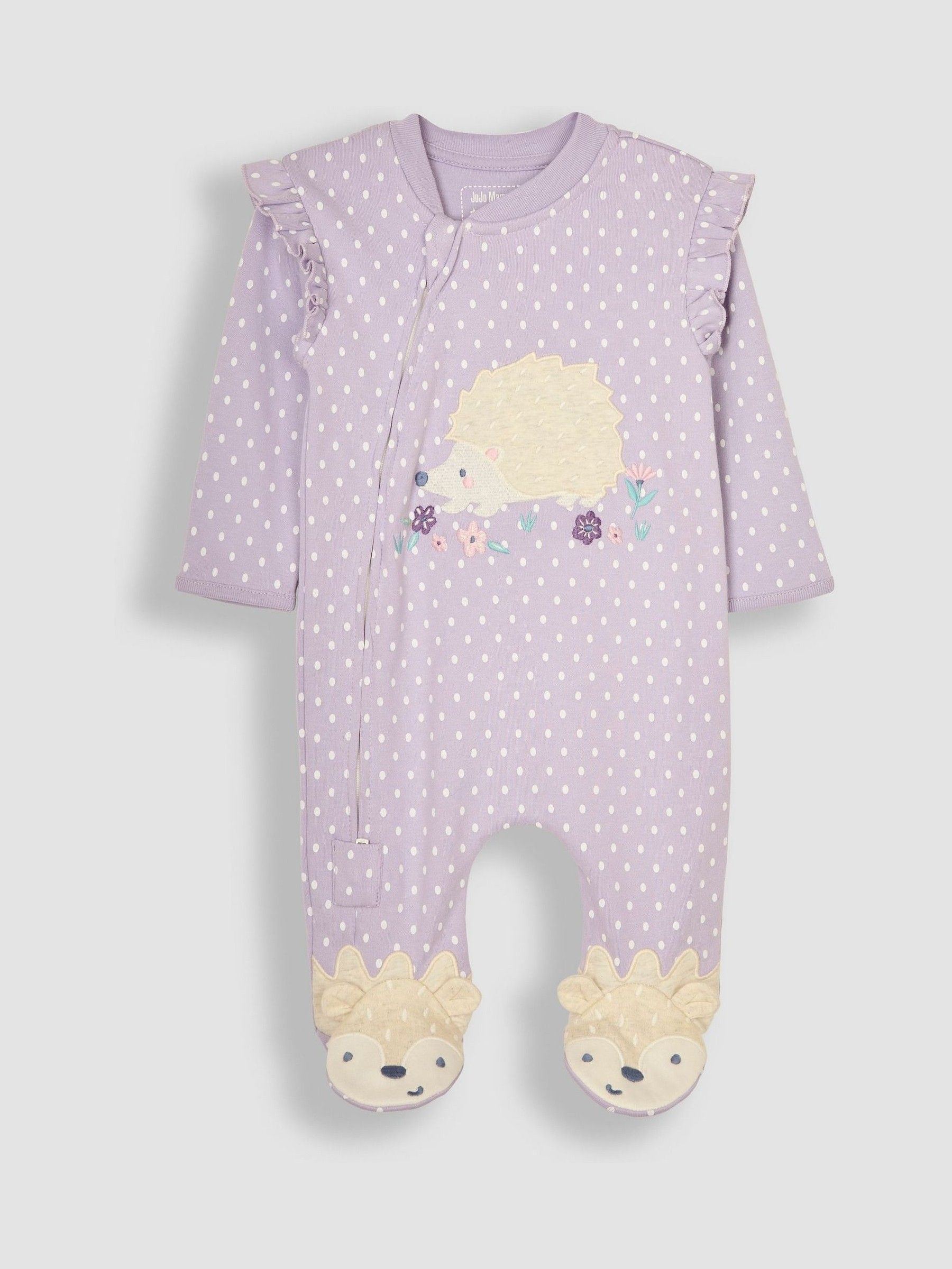 Lilac Hedgehog Applique Zip Sleepsuit - Image 5 of 7