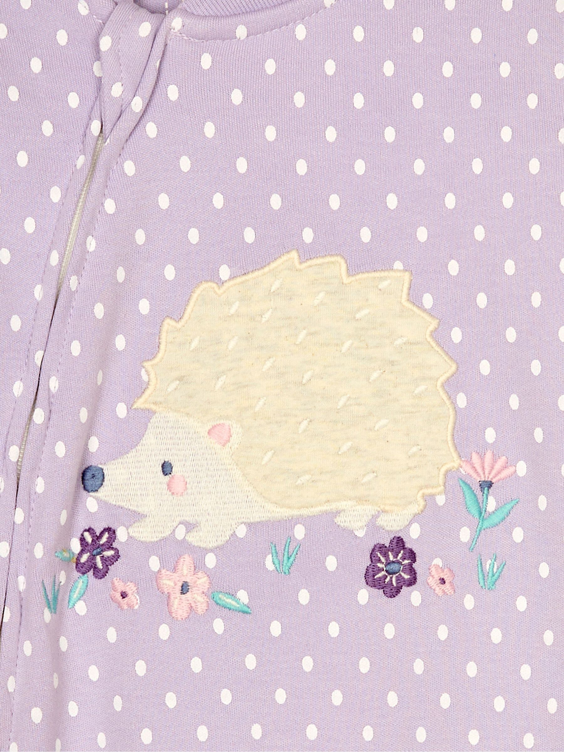 Lilac Hedgehog Applique Zip Sleepsuit - Image 7 of 7