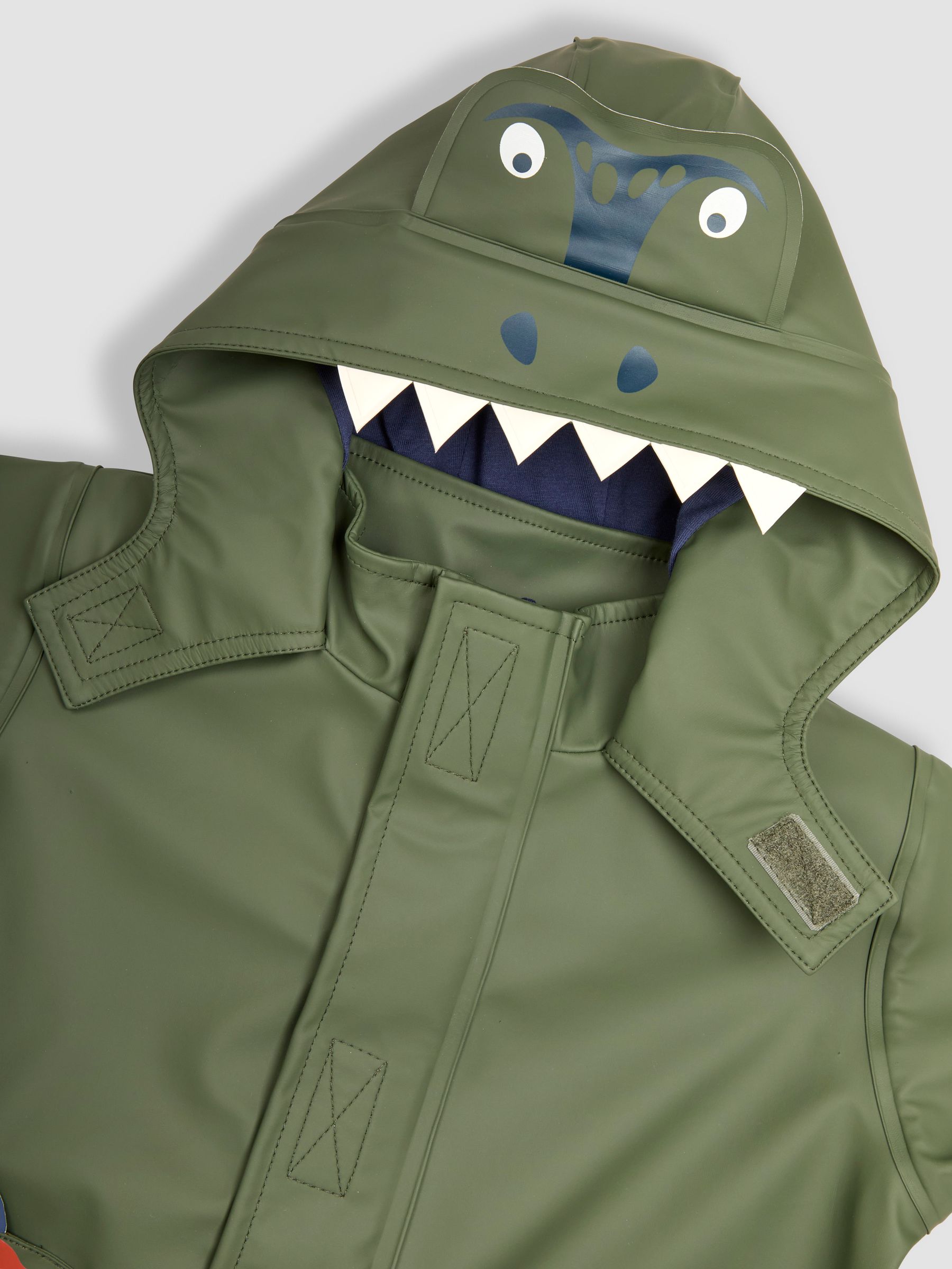 Green Dinosaur Applique Pocket Cosy Waterproof Jacket - Image 3 of 3