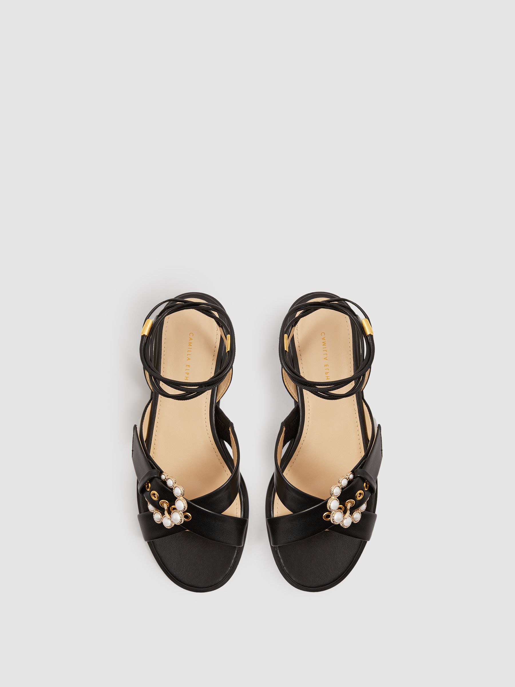 Camilla Elphick Leather Sandals in Black - Image 2 of 4