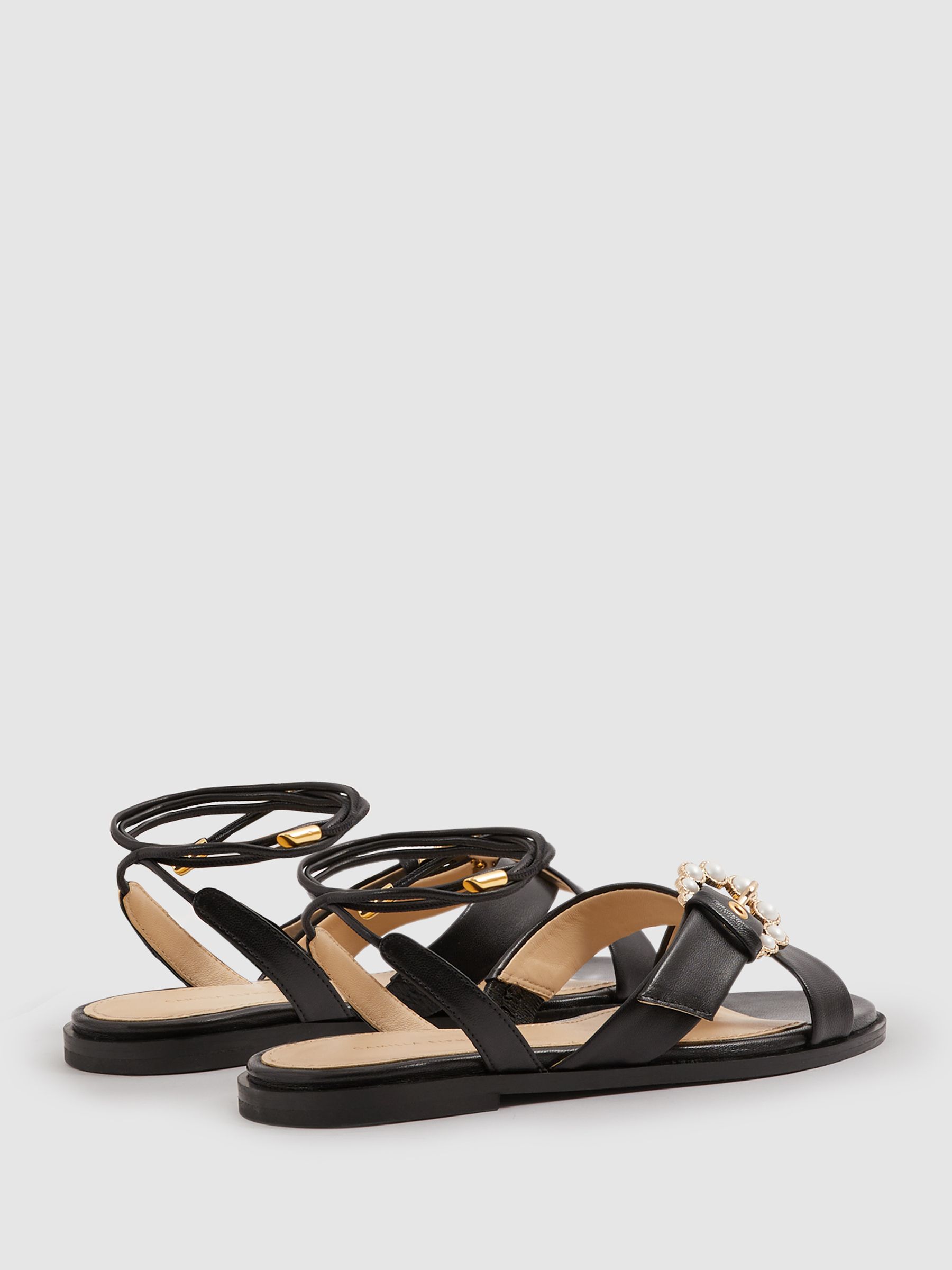 Camilla Elphick Leather Sandals in Black - Image 3 of 4