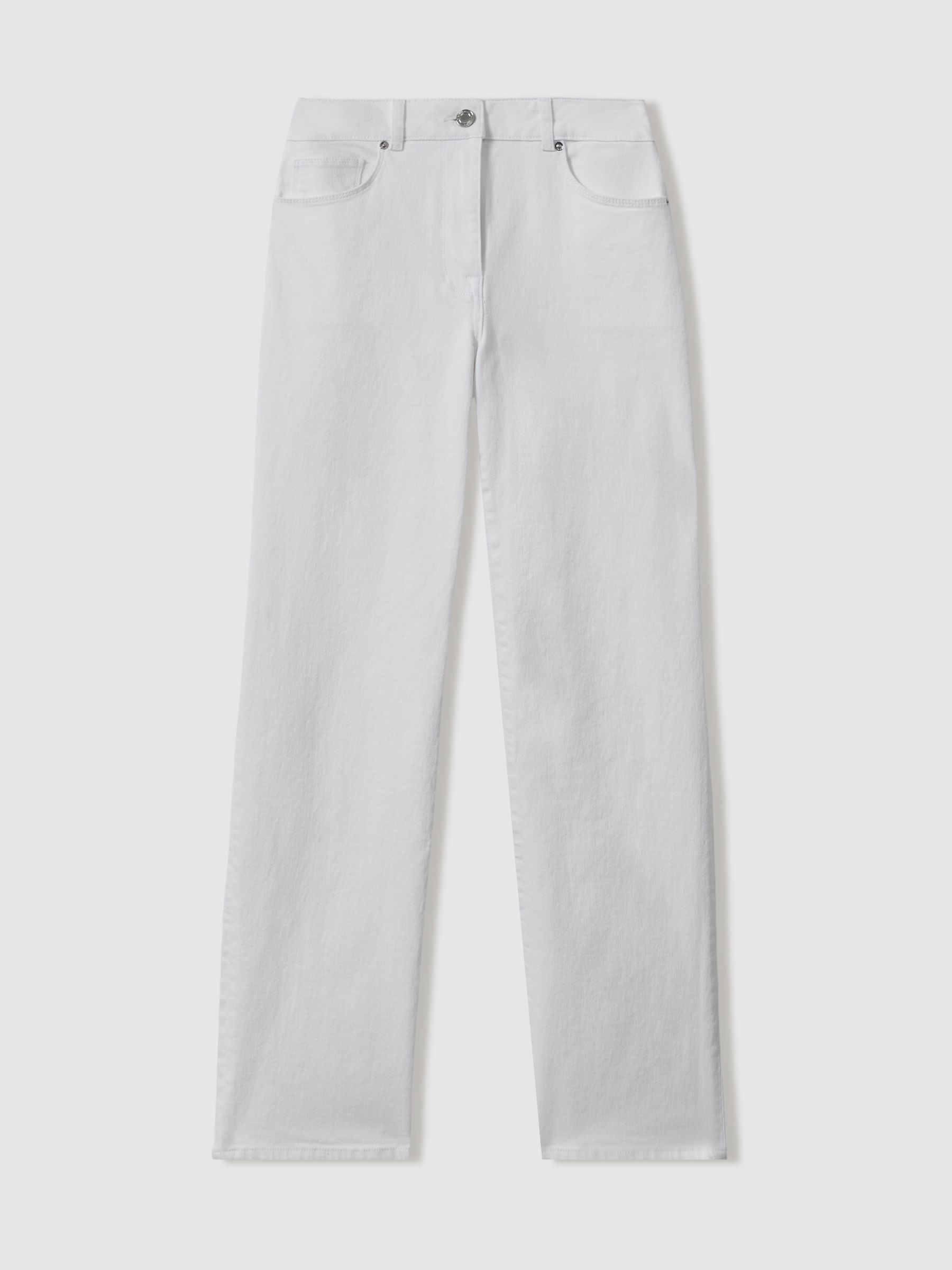 Petite Mid Rise Straight Leg Jeans in White - image 1