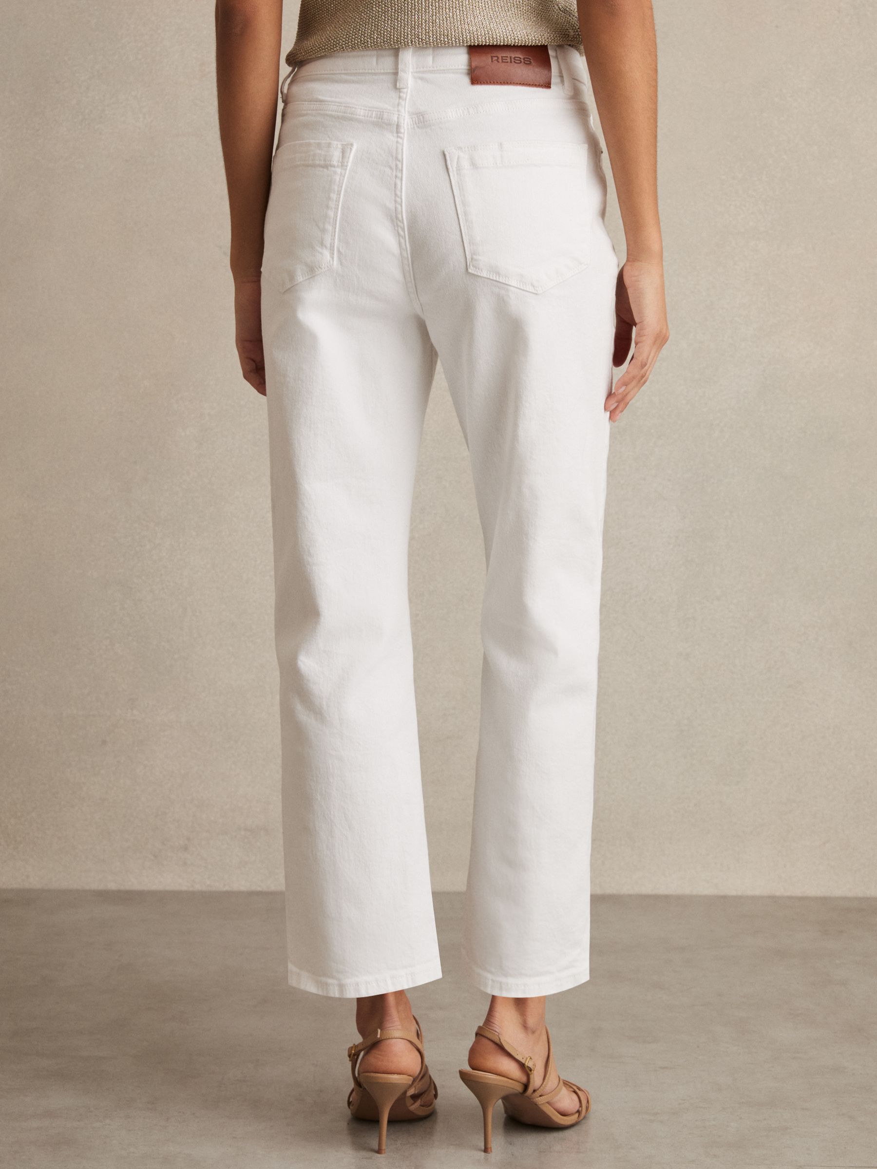 Petite Mid Rise Straight Leg Jeans in White - image 5