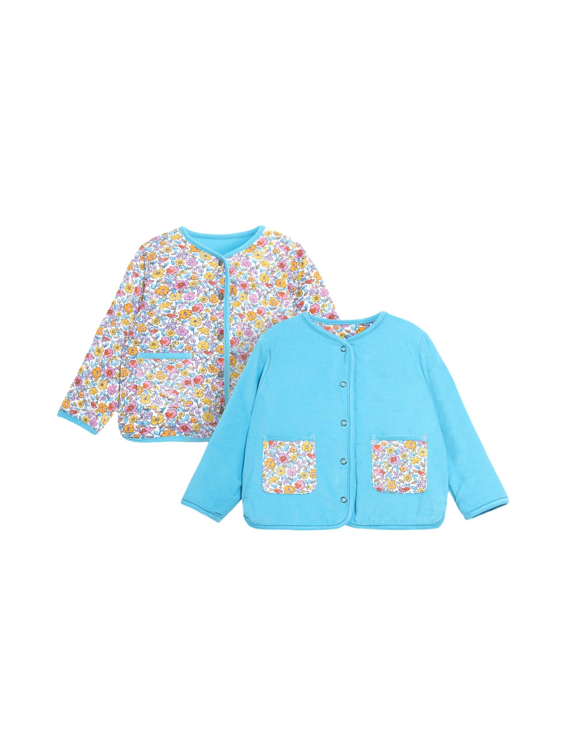 Duck Egg Autumn Floral Quilted Reversible Cord Jacket - Image 1 of 5