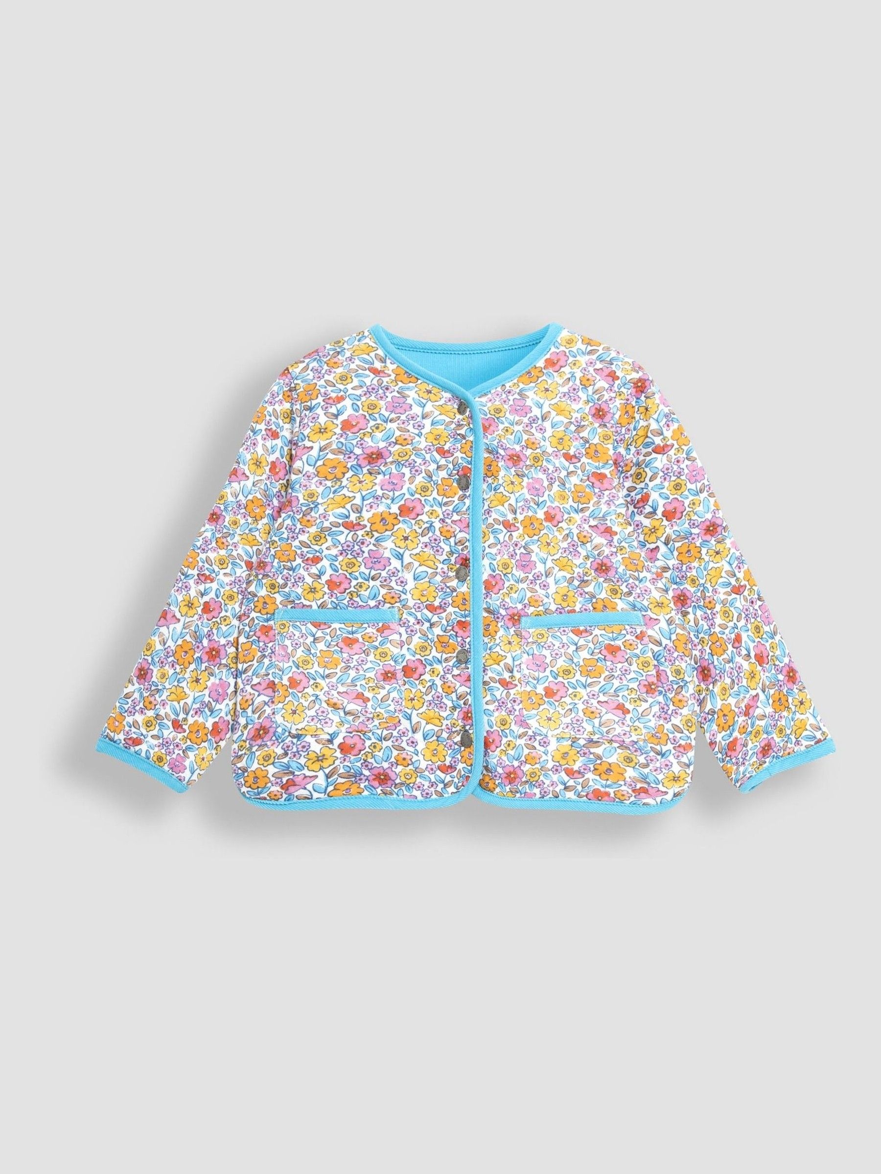 Duck Egg Autumn Floral Quilted Reversible Cord Jacket - Image 2 of 5