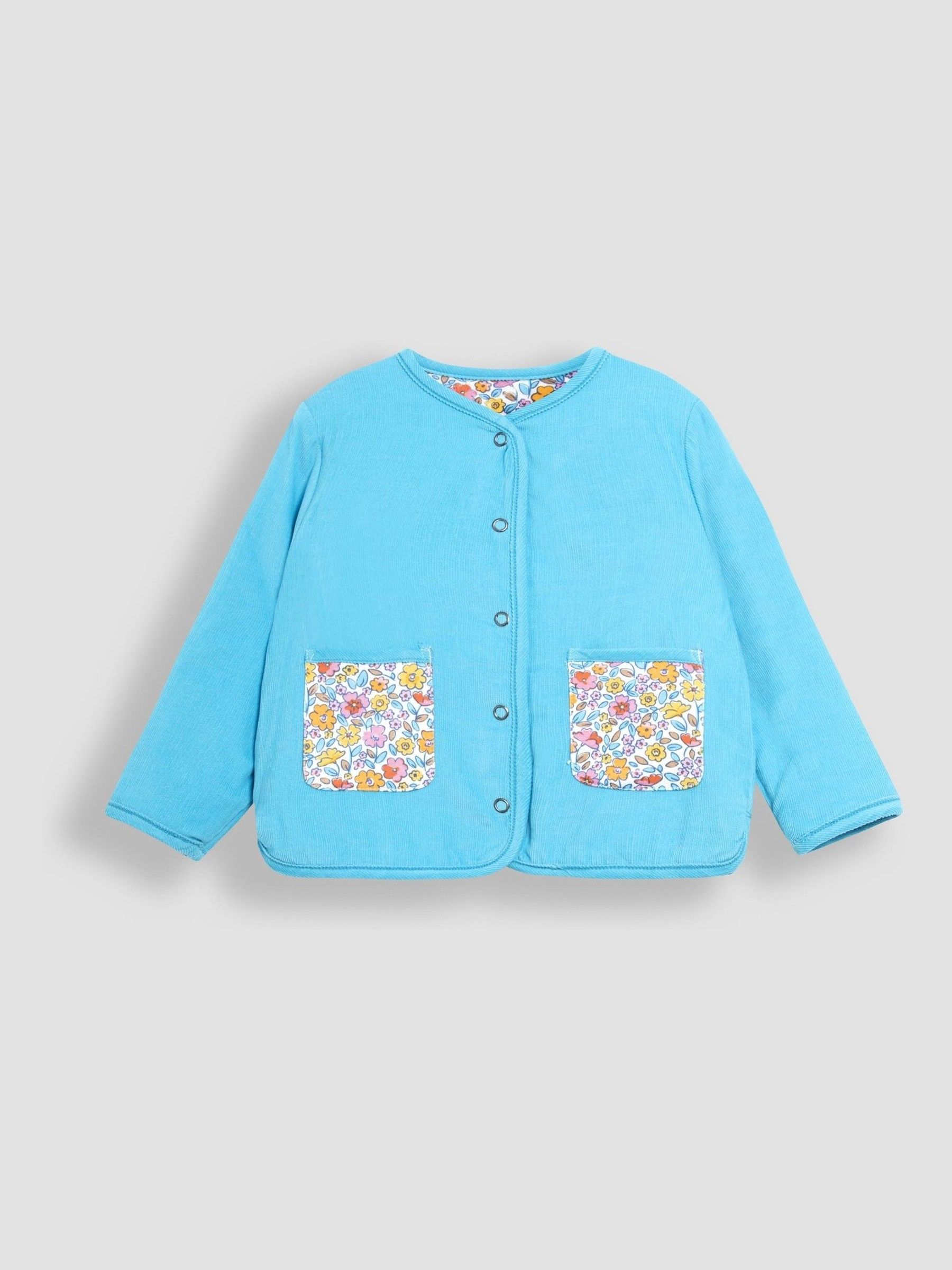 Duck Egg Autumn Floral Quilted Reversible Cord Jacket - Image 4 of 5