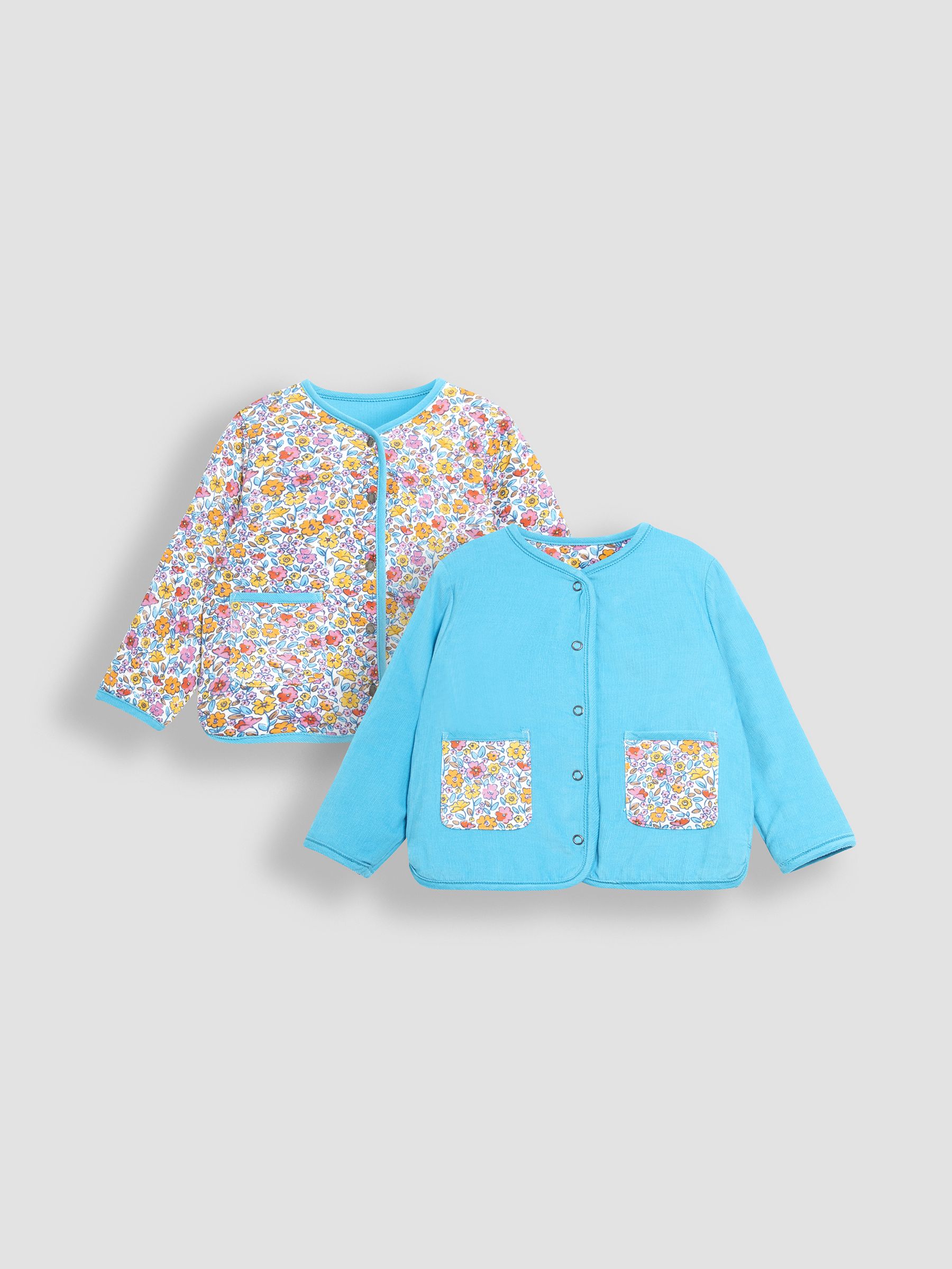 Duck Egg Autumn Floral Quilted Reversible Cord Jacket - Image 6 of 6