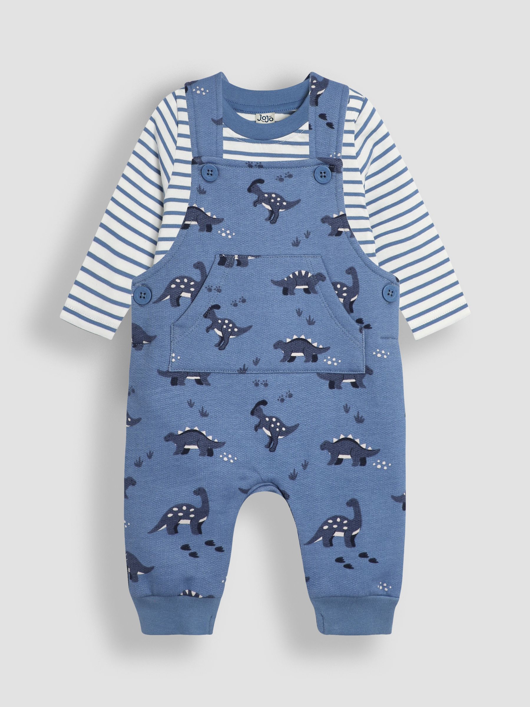 Blue Dinosaur Print Dungarees And Top Set - Image 1 of 6