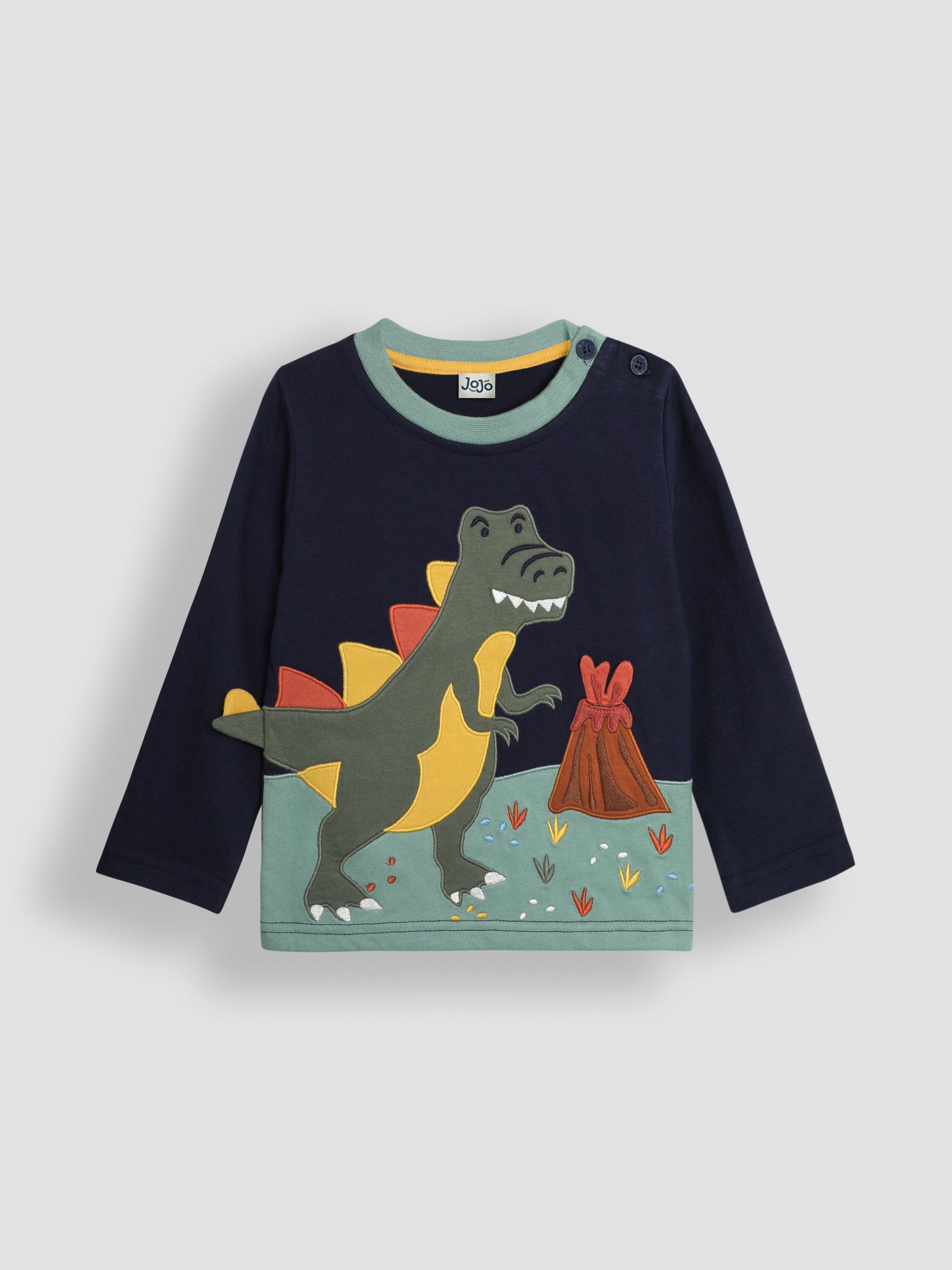 Navy Blue TRex Scene Novelty Appliqué Top - Image 1 of 3