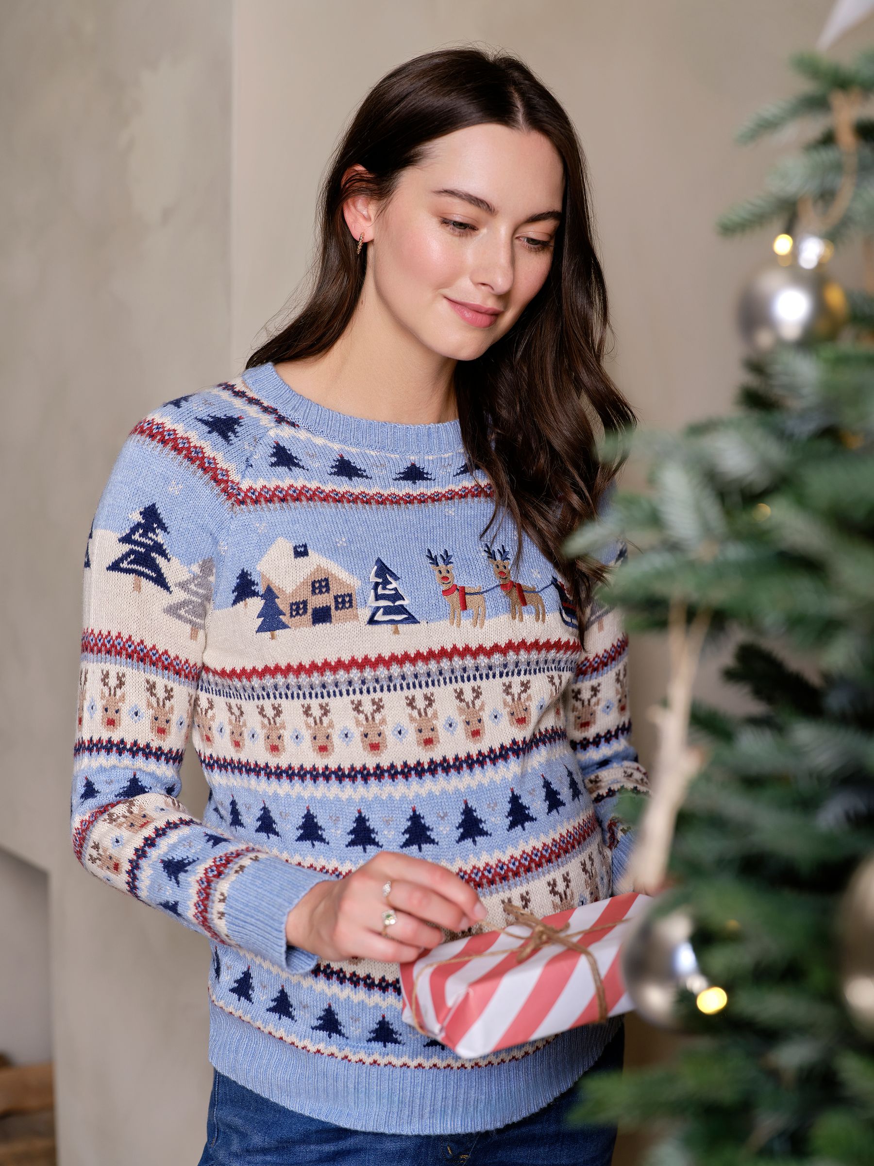 Blue Christmas Scene Jumper - Image 1 of 5