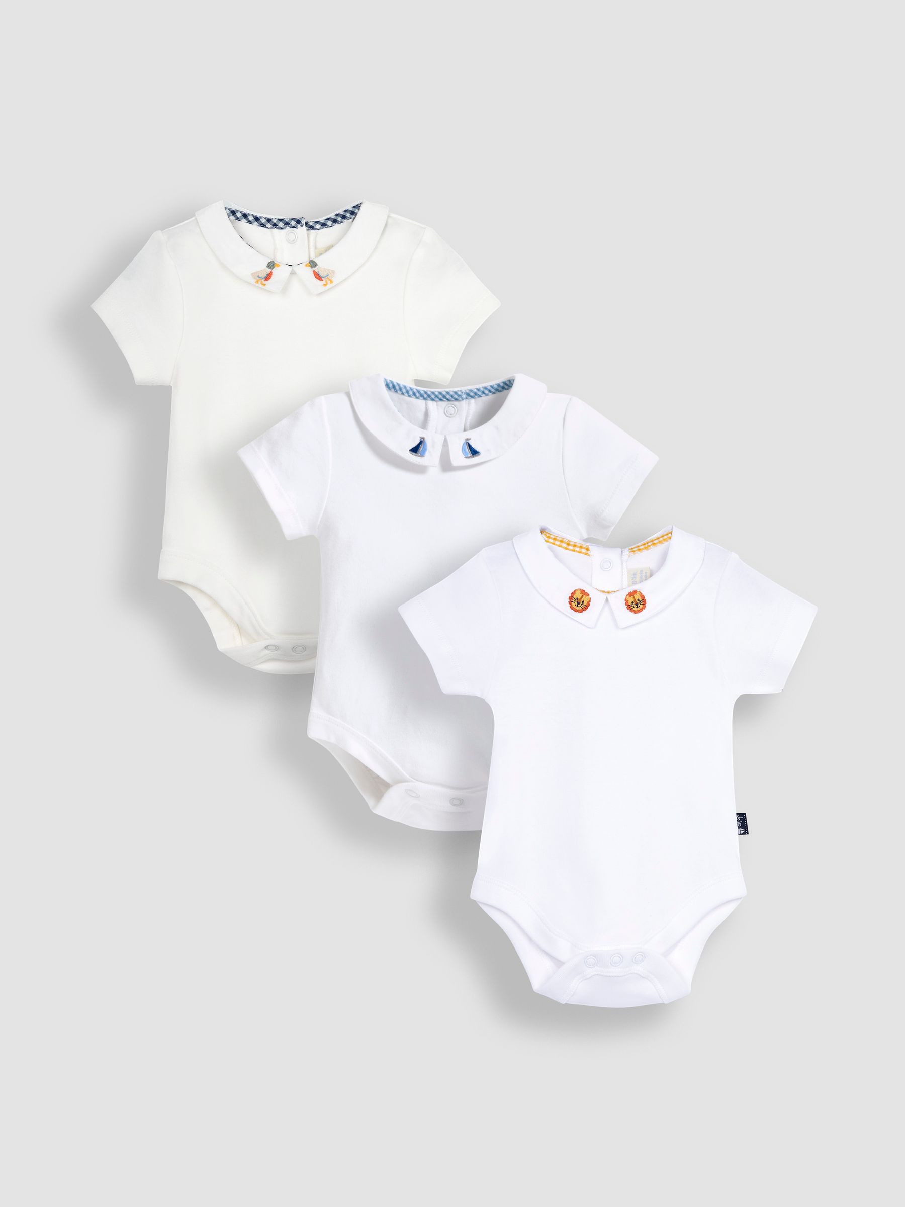 White 3-Pack Embroidered Collar Bodysuits - Image 1 of 1