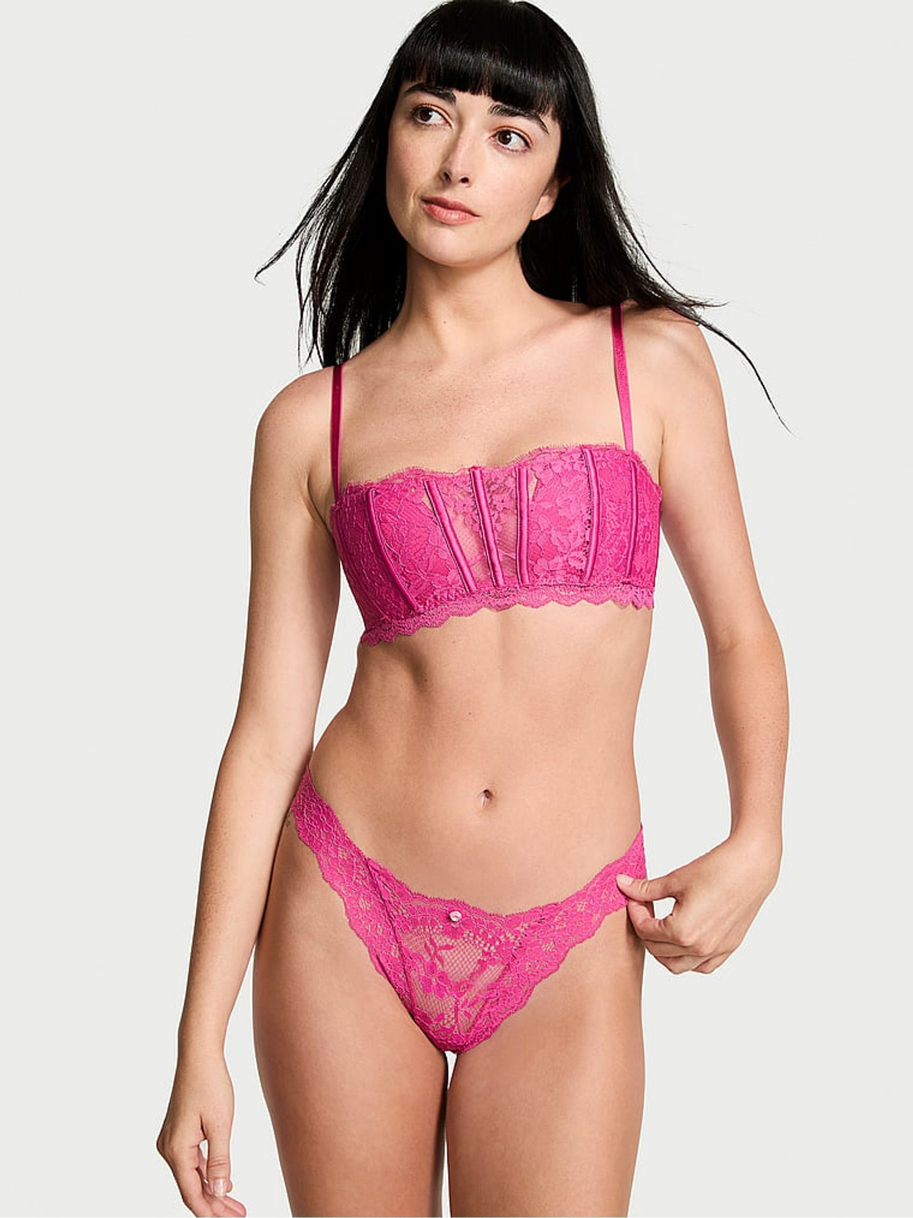 Luscious Rose Pink Lace Bandeau Bra Top - Image 3 of 4
