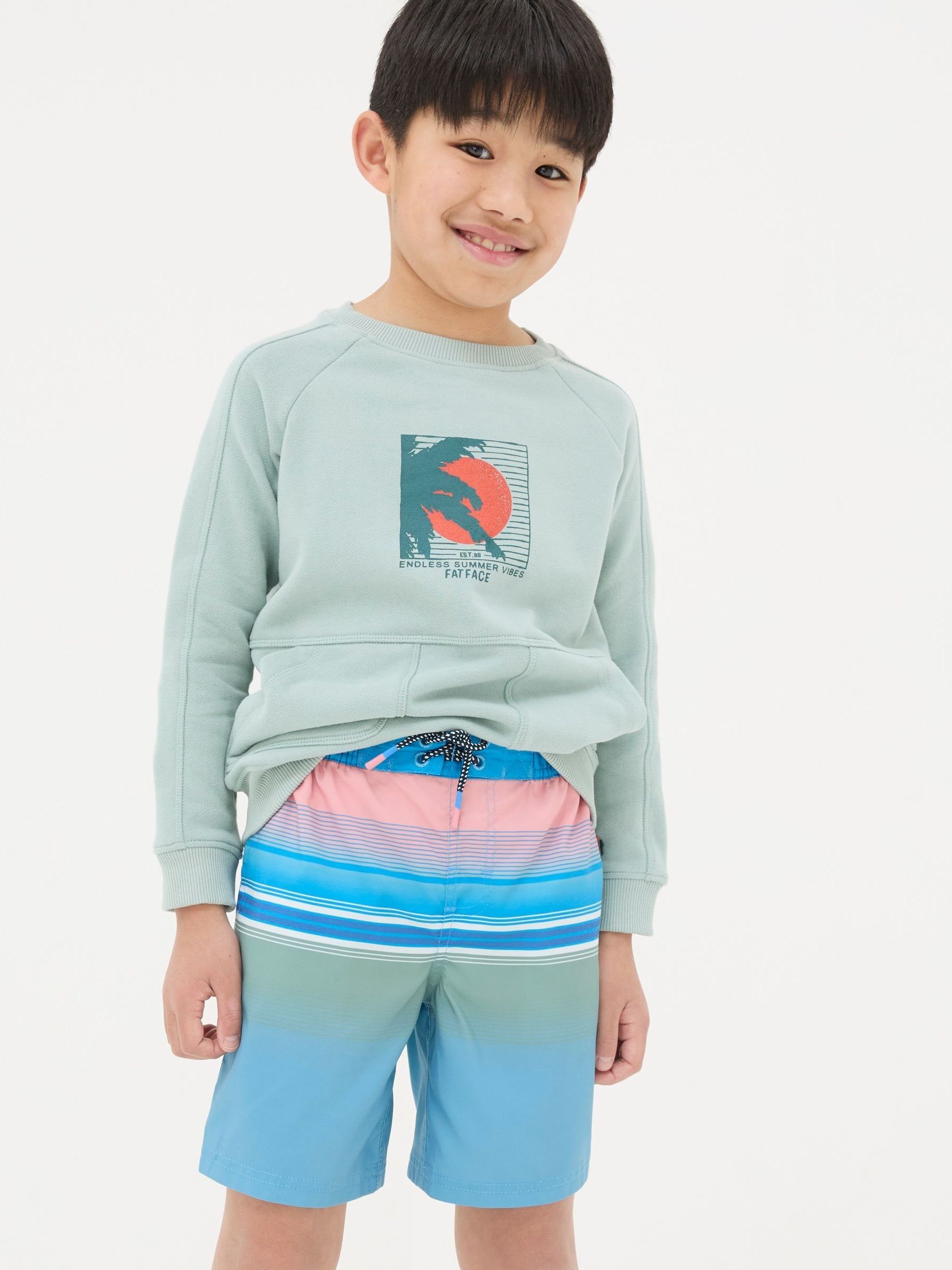 Blue Pattern Swim Shorts - Image 1 of 4