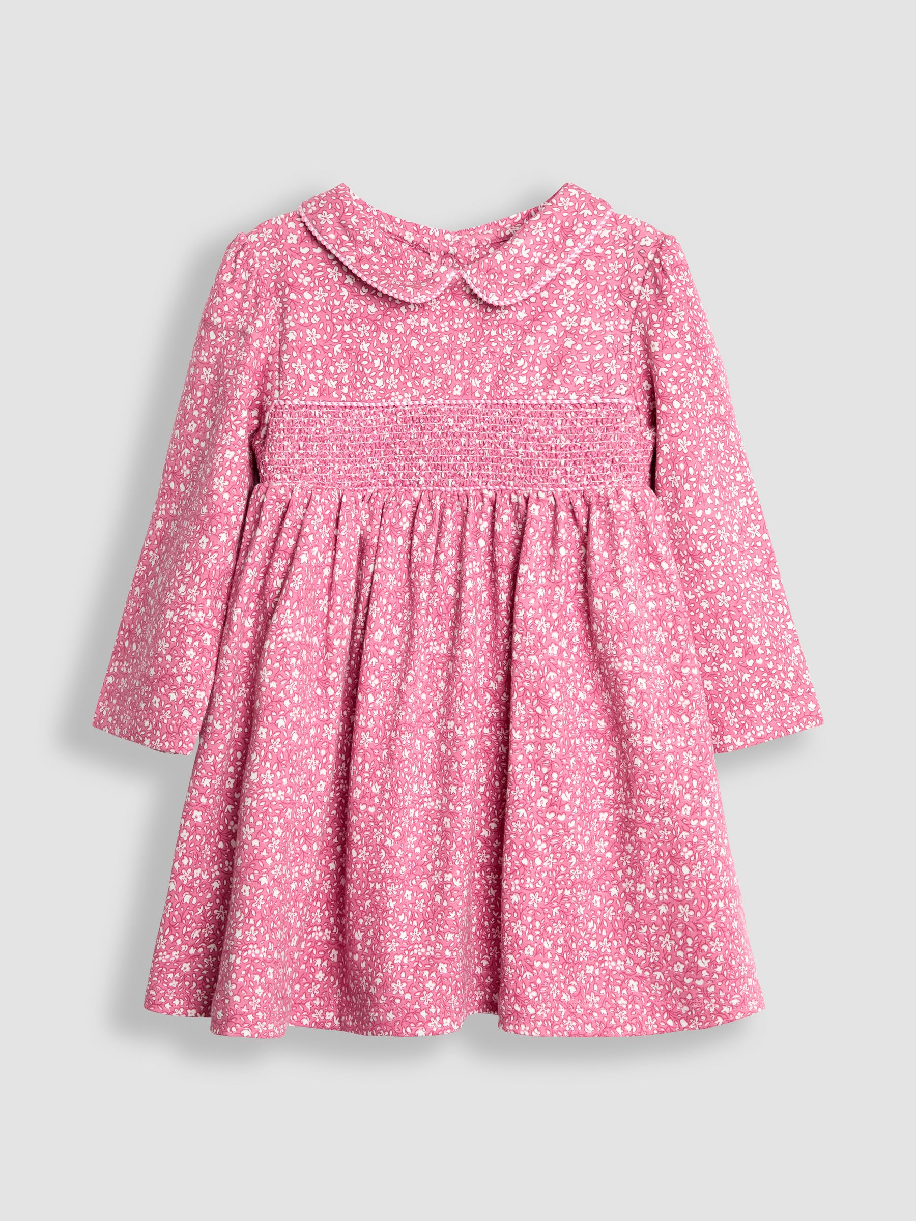 Pink Ditsy Floral Smocked Peter Pan Dress - Image 2 of 4