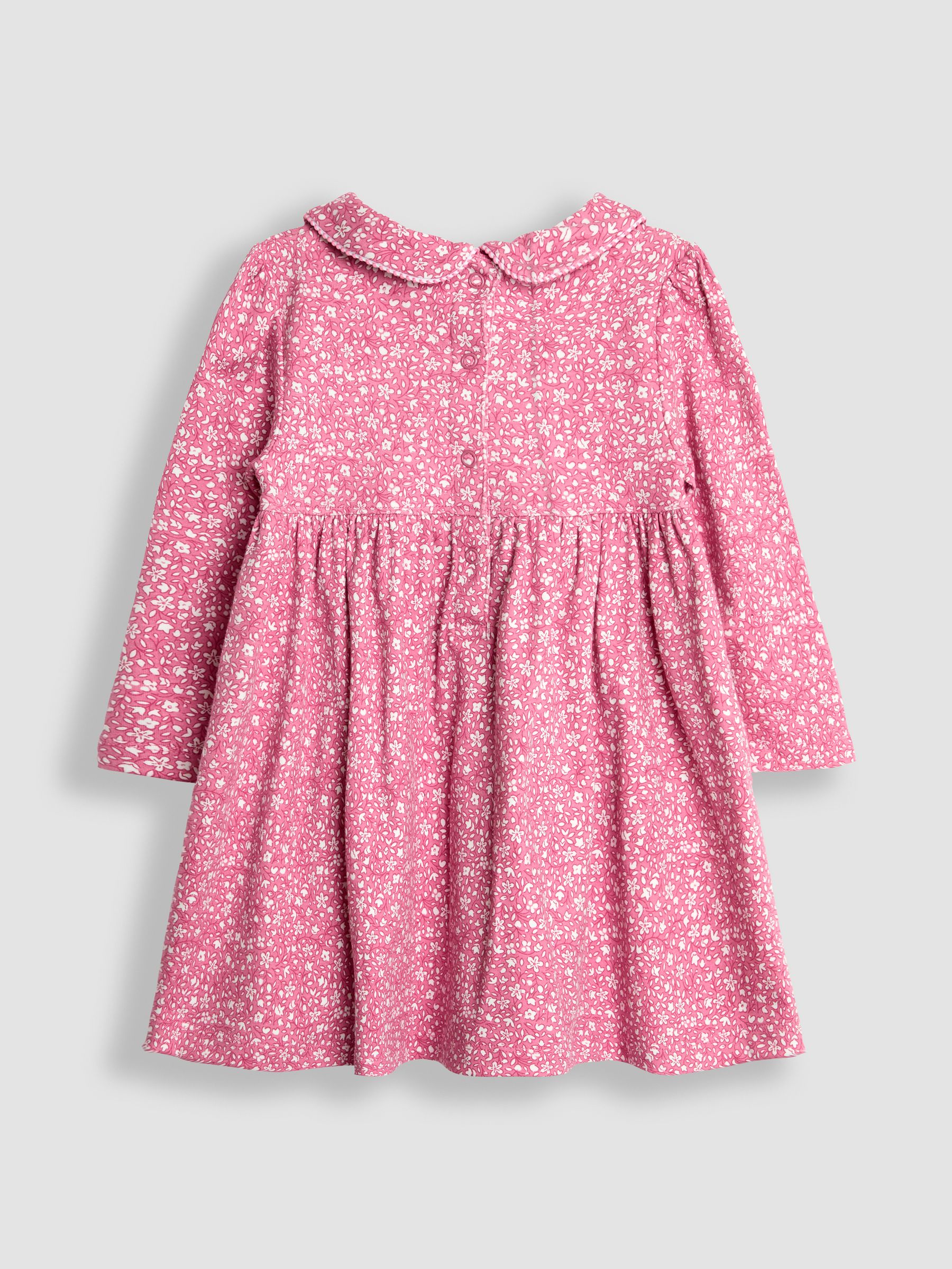 Pink Ditsy Floral Smocked Peter Pan Dress - Image 3 of 4