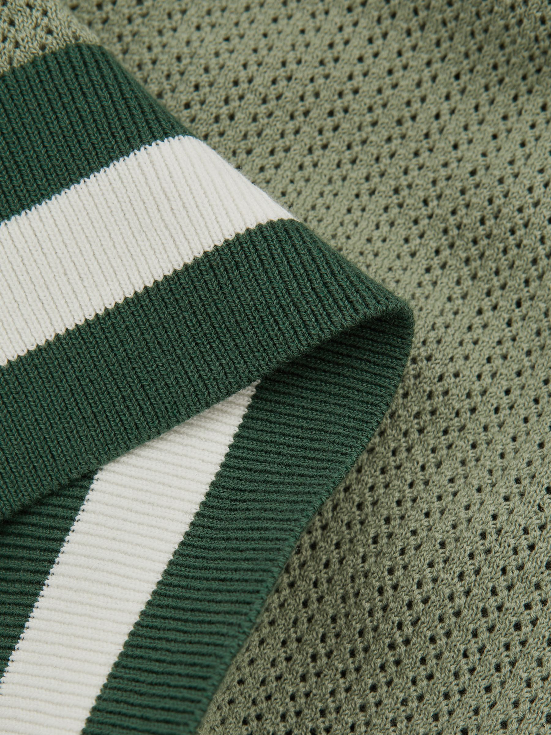 Reiss | Ché Knitted Half-Button Polo Shirt in Sage Green - Image 5 of 5