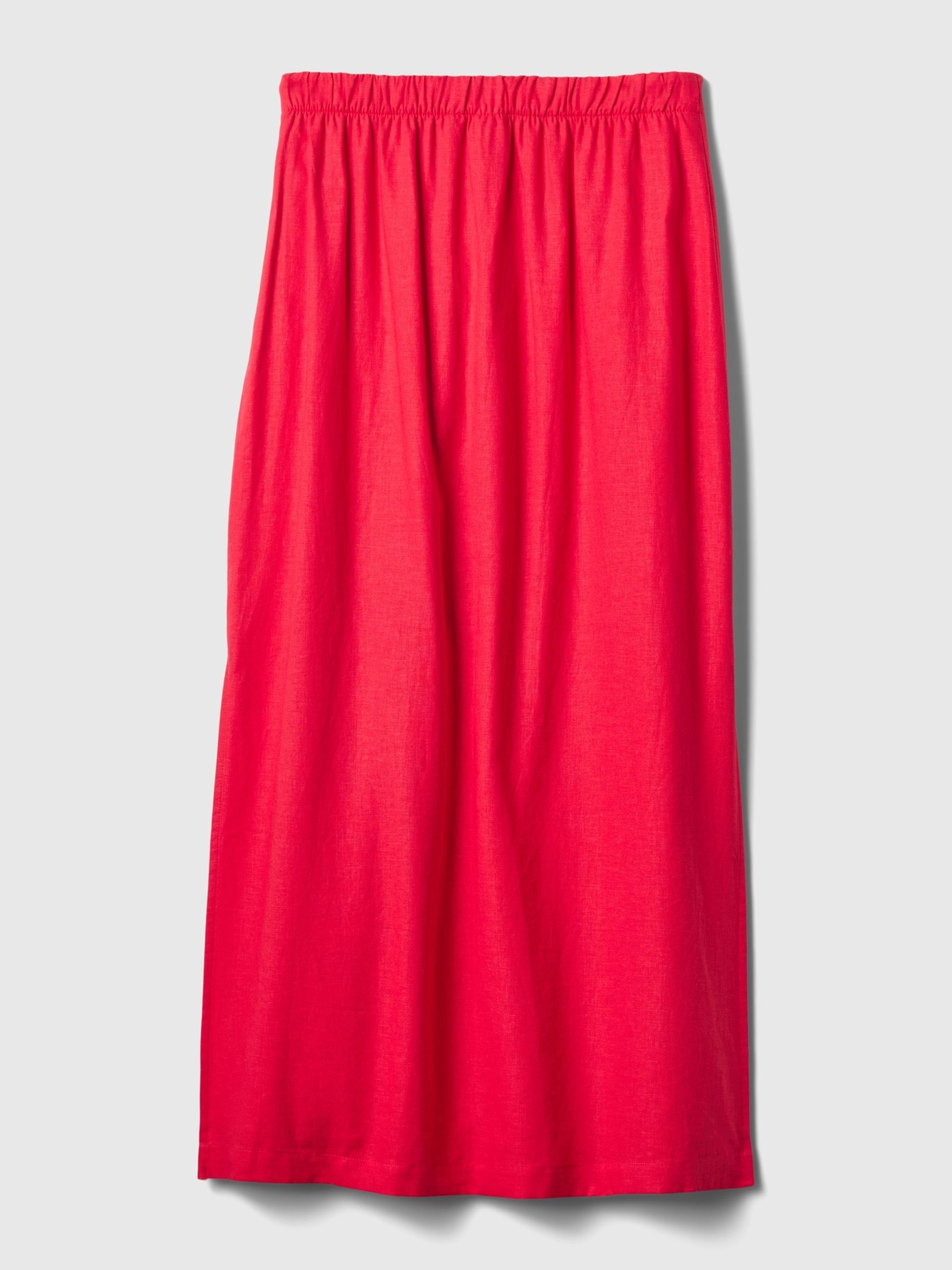 Red Linen Blend Maxi Skirt - Image 5 of 5