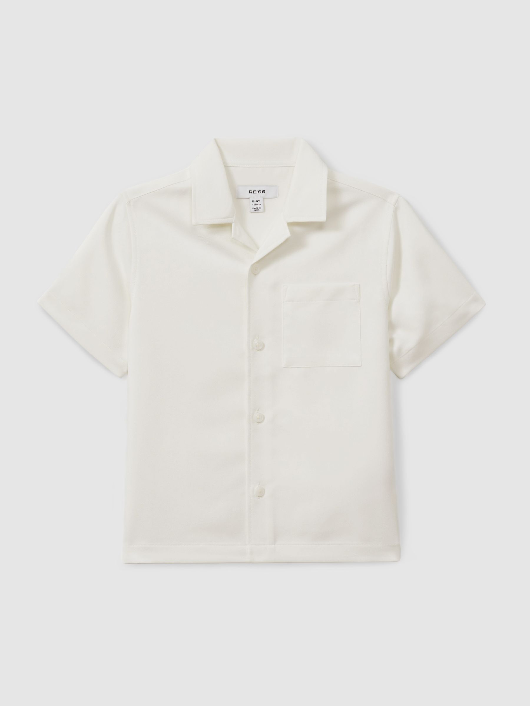 9-13 yrs Twill Cuban Collar Shirt in Off White - Image 2 of 4