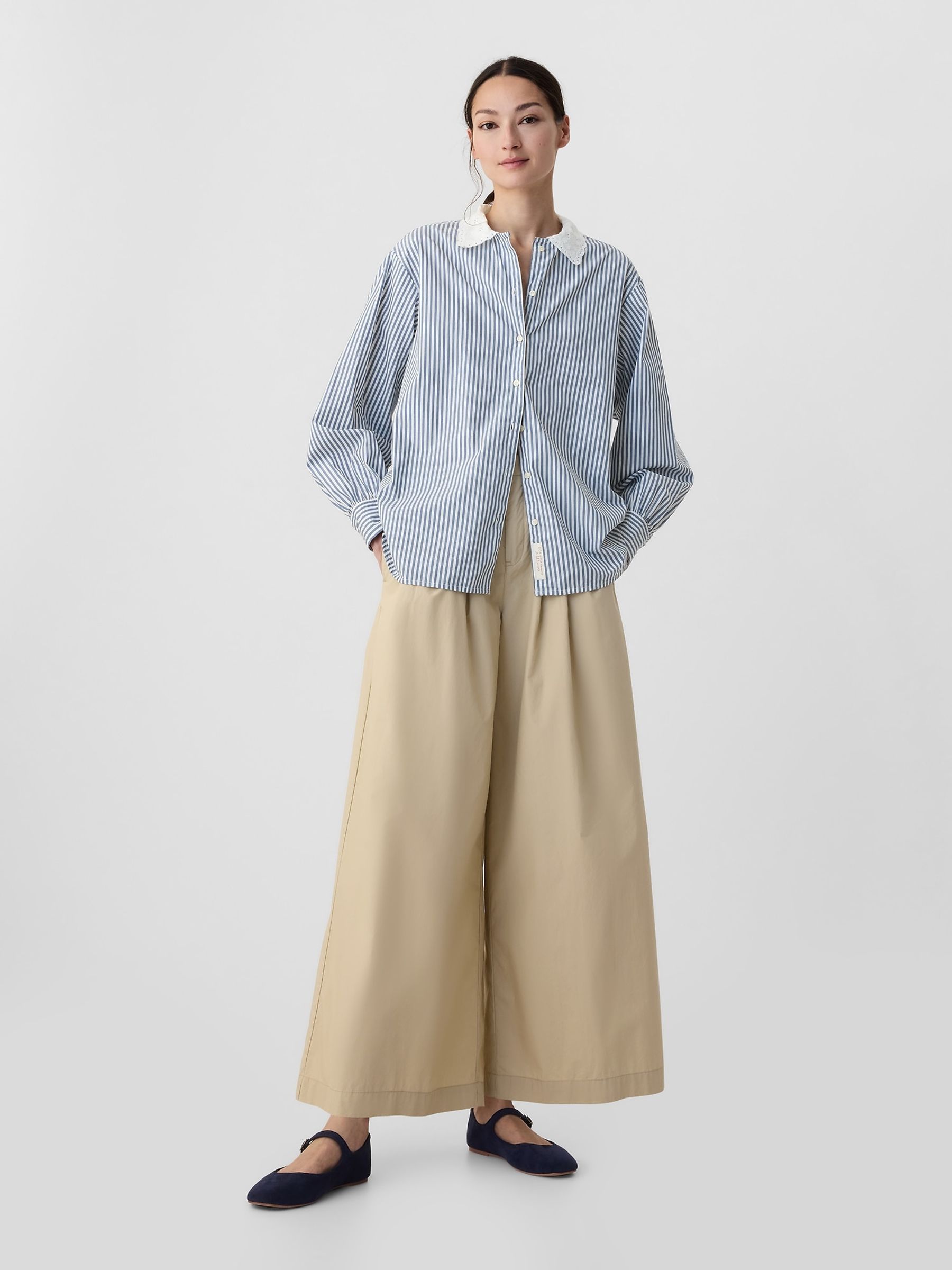 Navy Blue DÔEN Organic Cotton Striped Big Shirt - Image 3 of 5