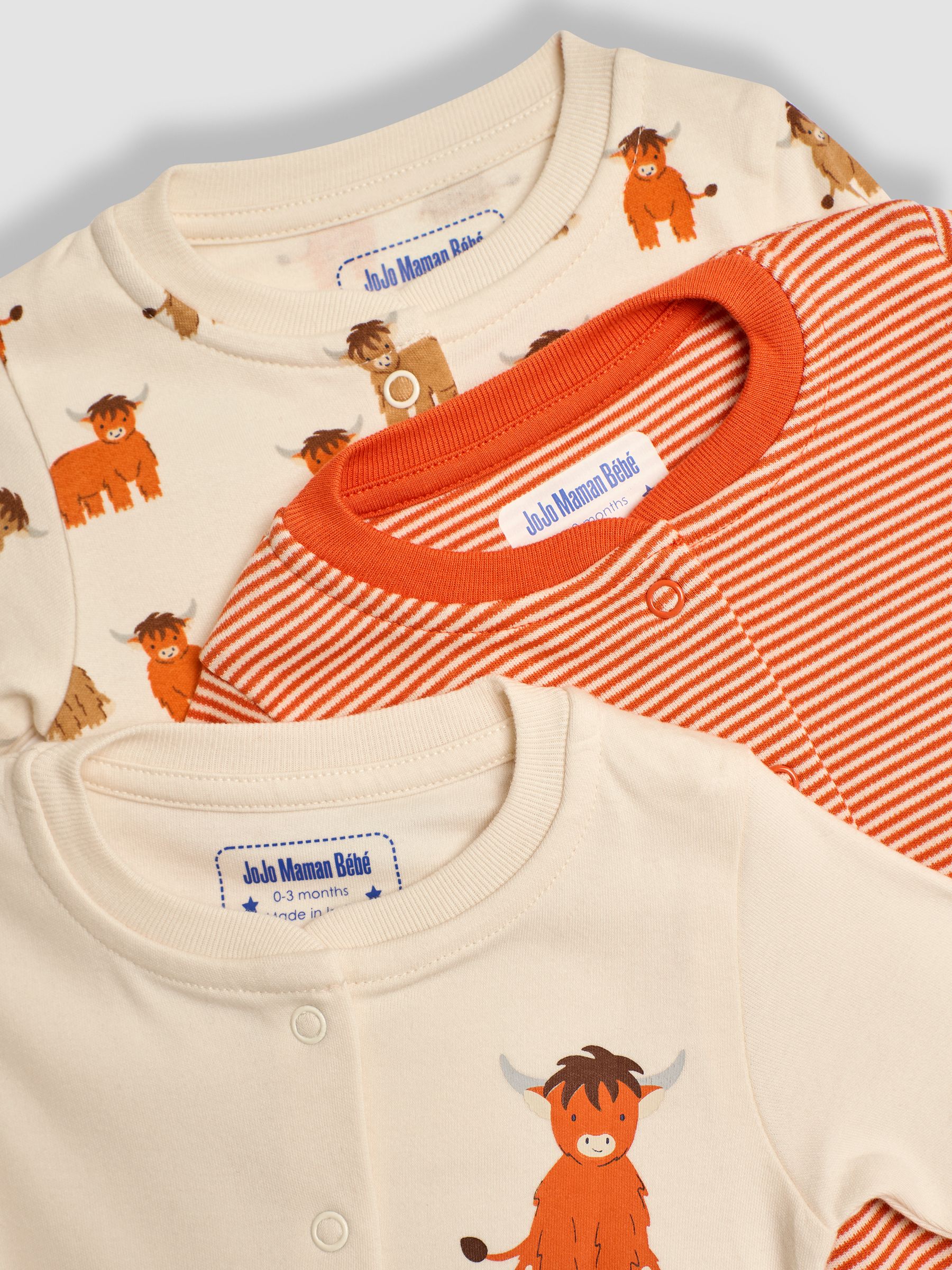 Rust Cow Cotton Footed Animal Print Sleepsuits 3-Pack - Image 8 of 8