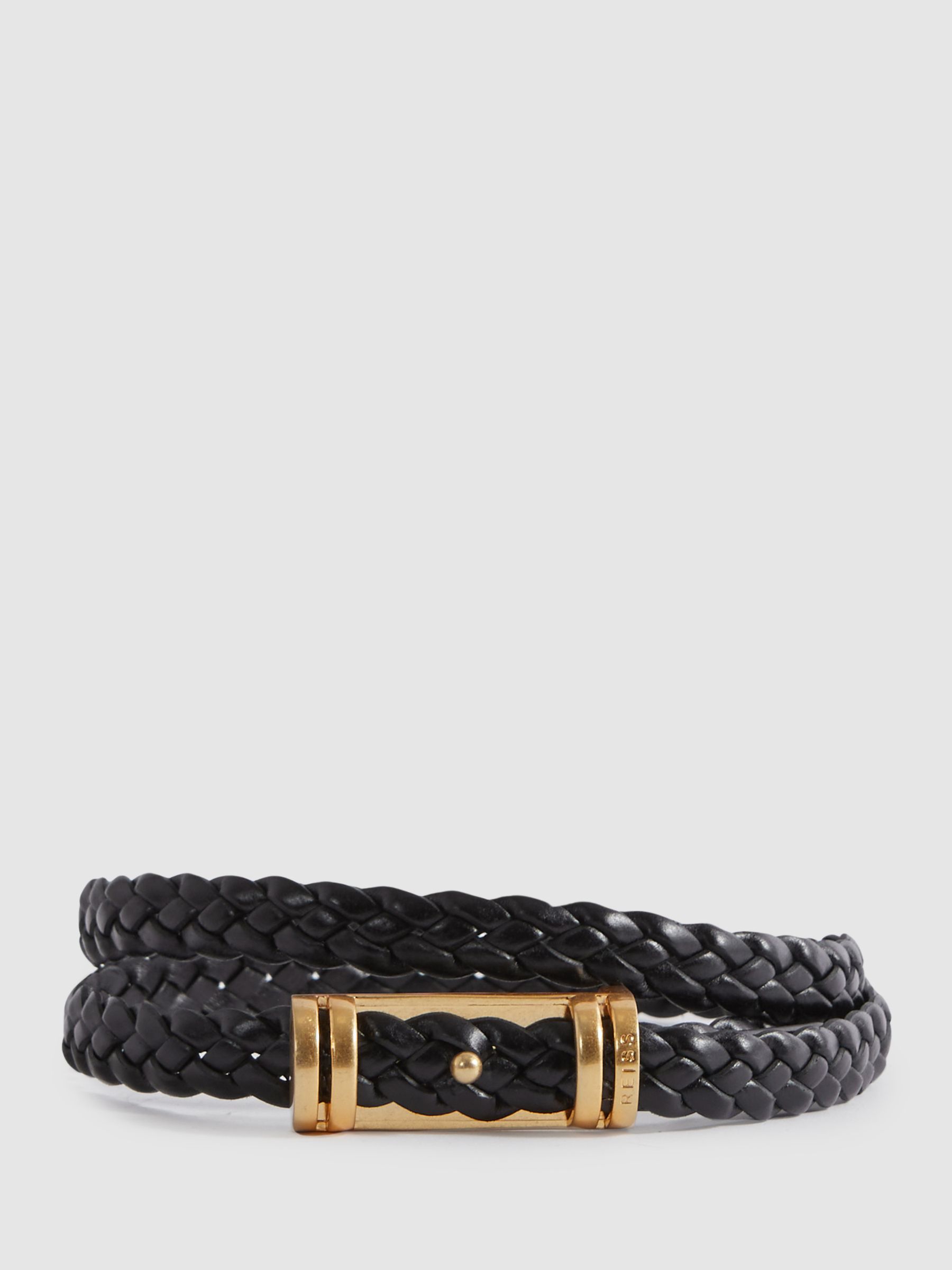 Woven Leather Belt in Black - Image 1 of 4