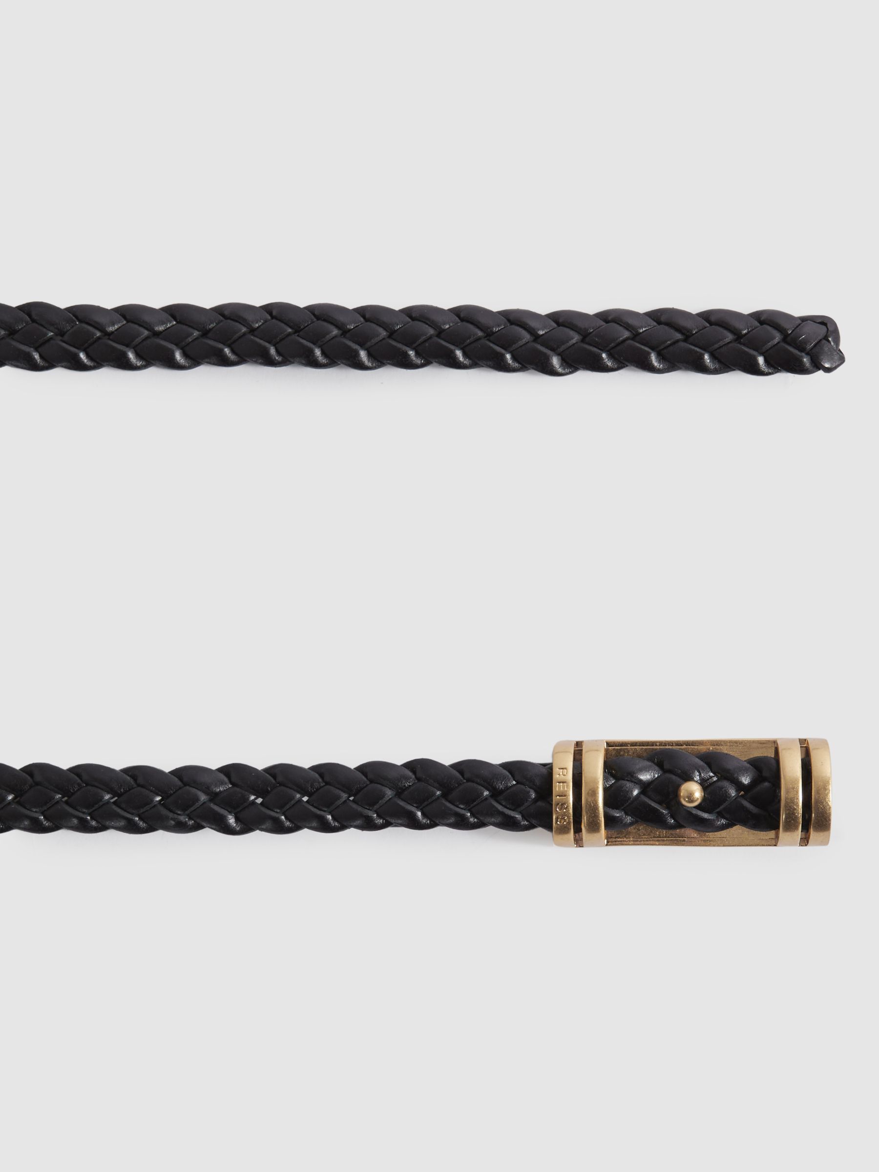 Woven Leather Belt in Black - Image 3 of 4