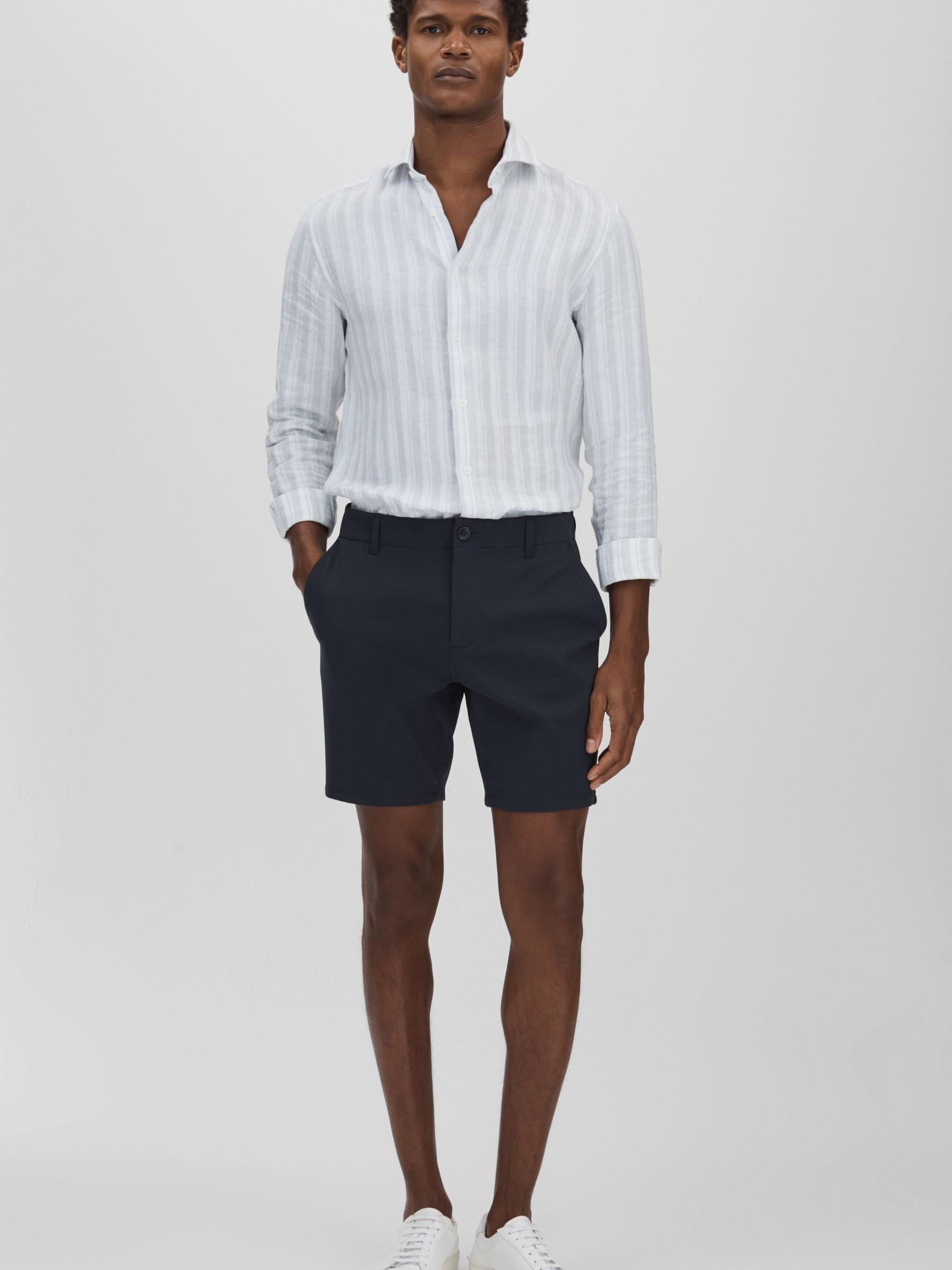 Paige Tailored Knitted Shorts in Deep Anchor - Image 2 of 5
