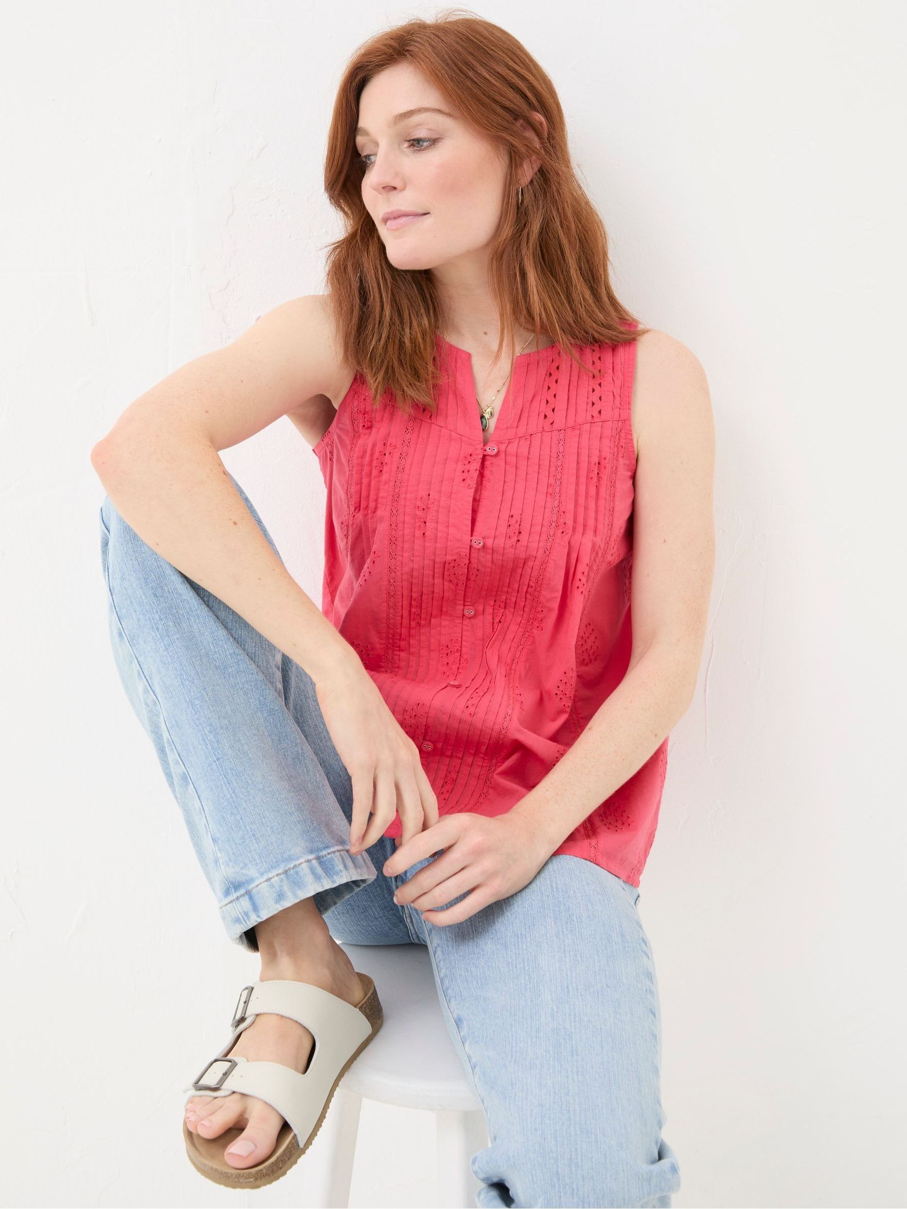 Cassie Red Embroidered Cami Vest - Image 4 of 5