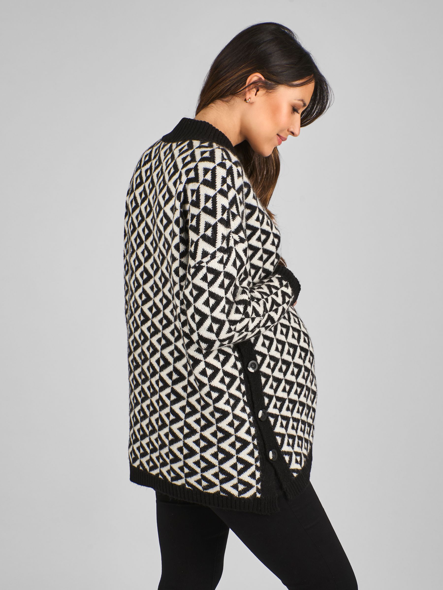 Black Maternity And Nursing Geo Turtle Neck Jumper - Image 2 of 4