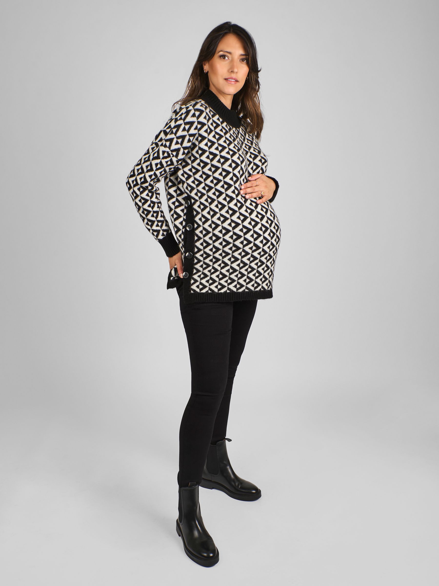Black Maternity And Nursing Geo Turtle Neck Jumper - Image 3 of 4