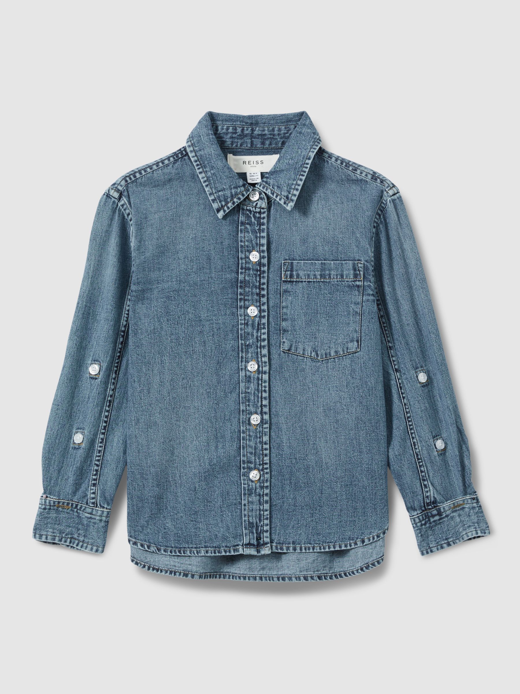 13-14 yrs Denim Button-Through Shirt in Blue - Image 1 of 4