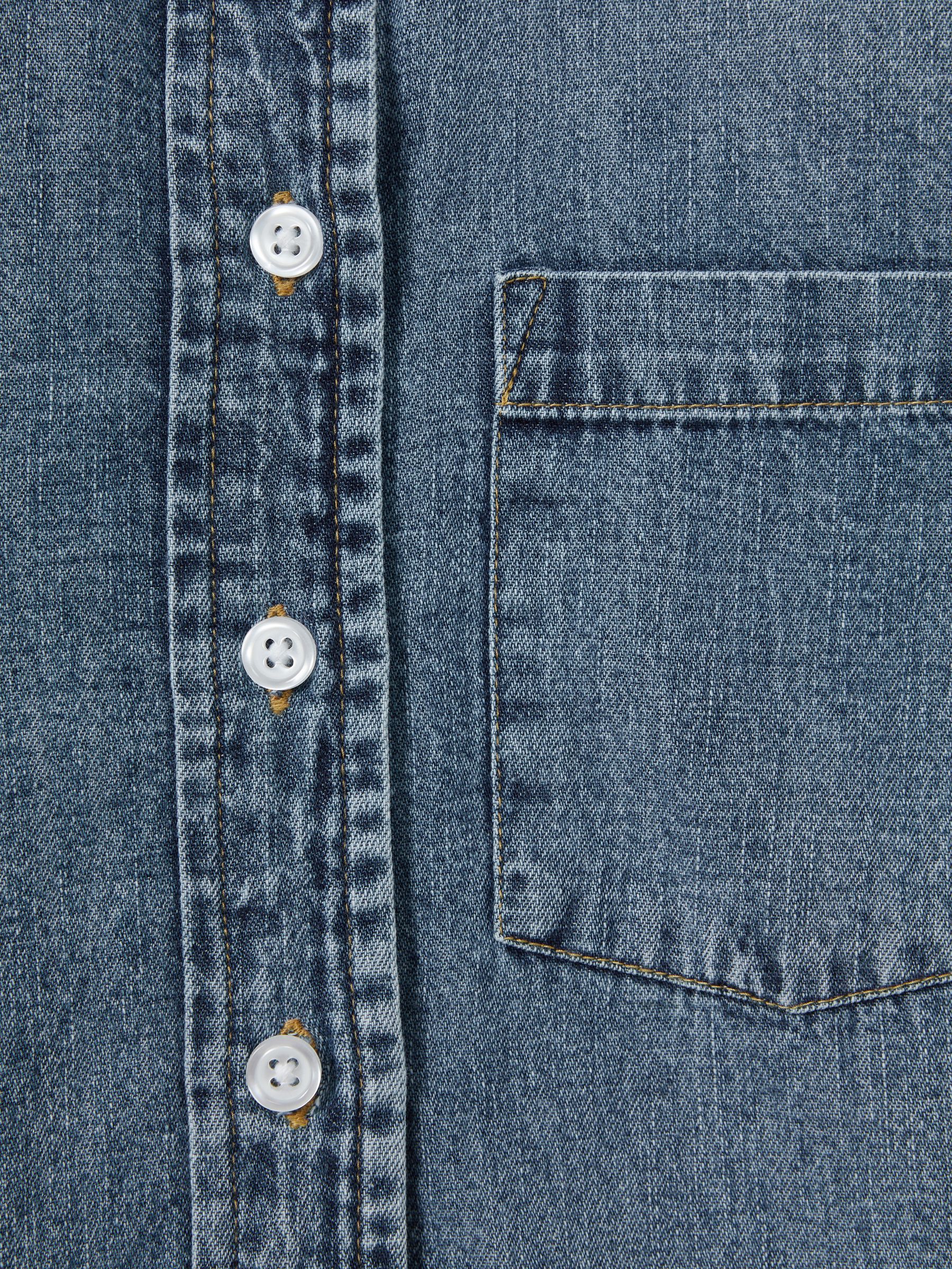 13-14 yrs Denim Button-Through Shirt in Blue - Image 4 of 4