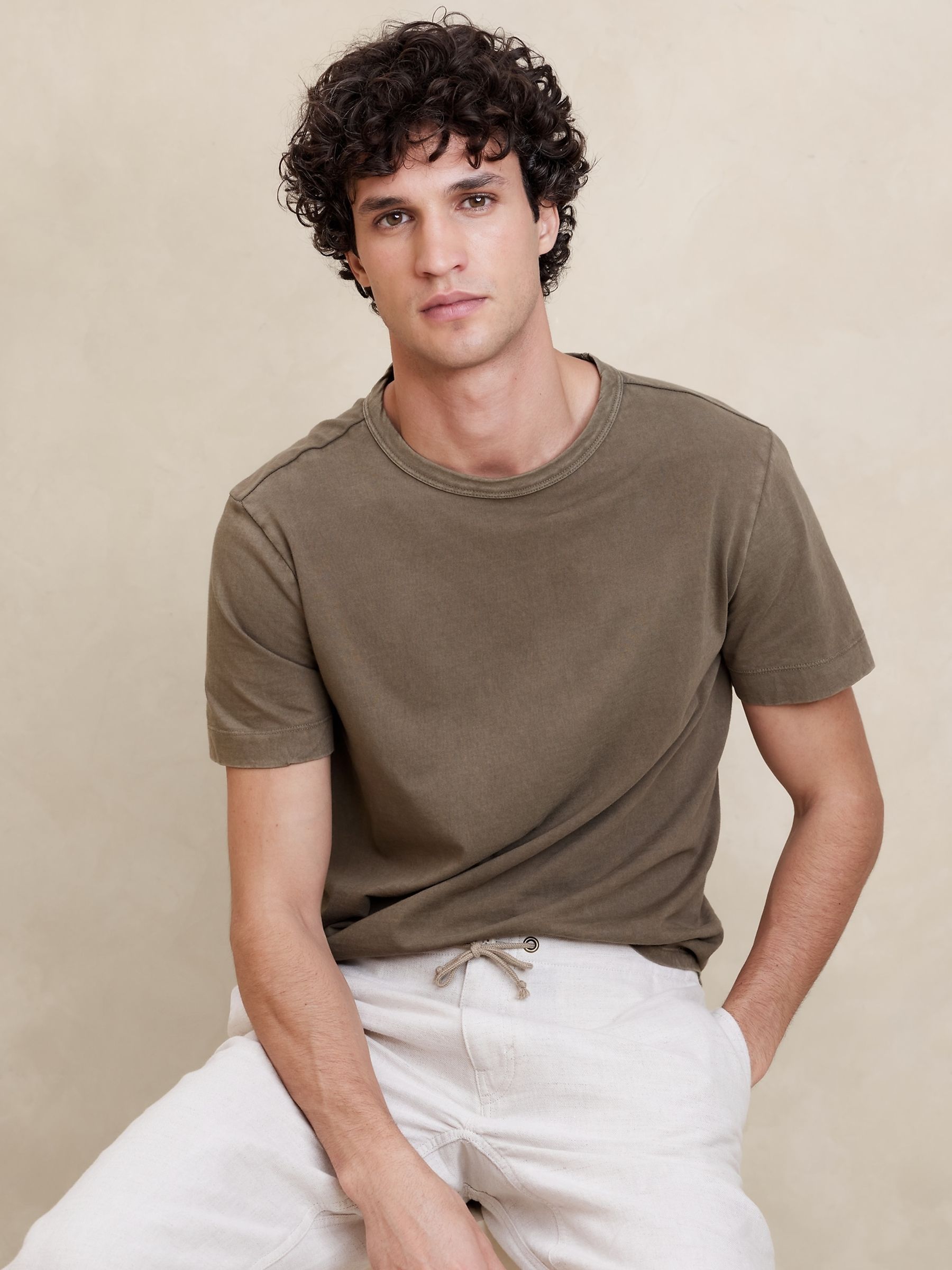 Banana Republic Olive Green Soft Wash T-Shirt - Image 1 of 1