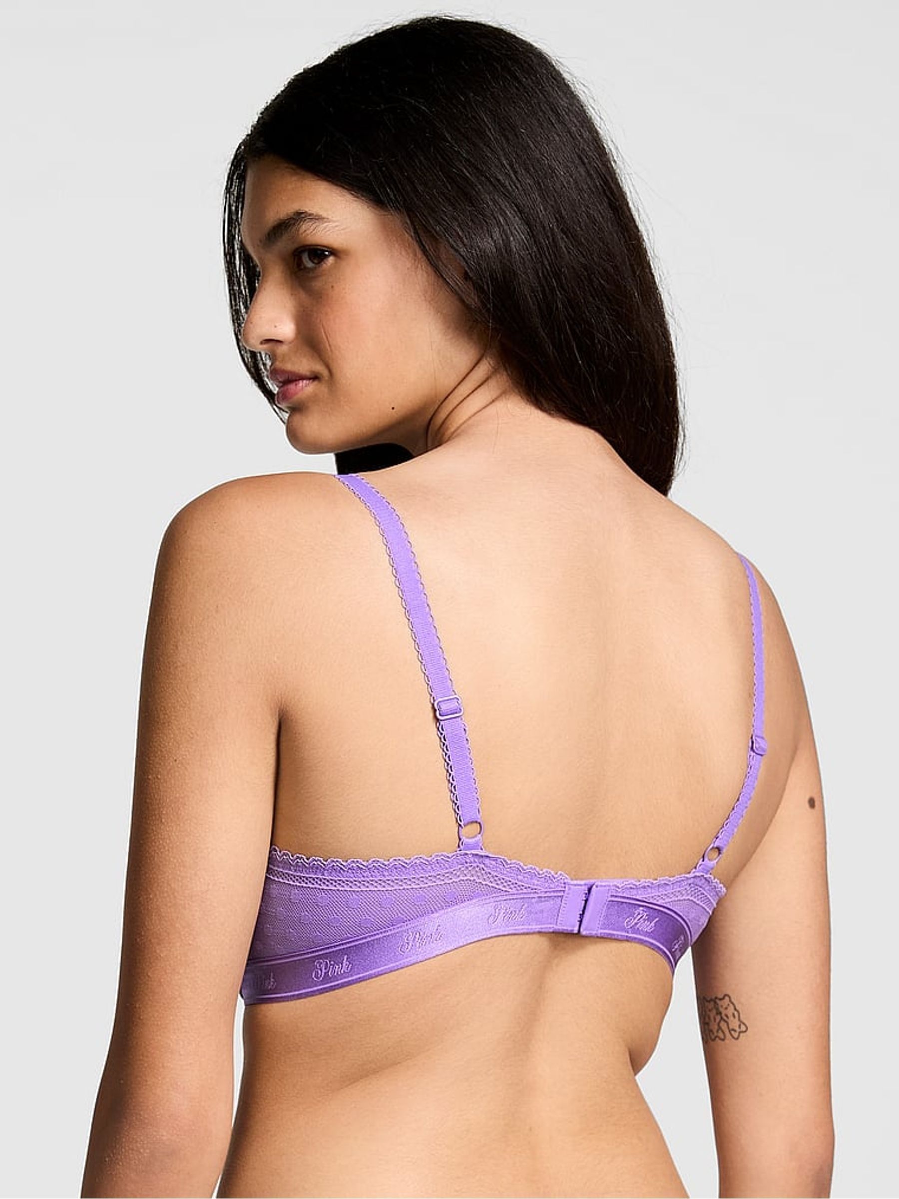 Wysteria Purple Dainty Dot Plunge Lace Bra - Image 2 of 3